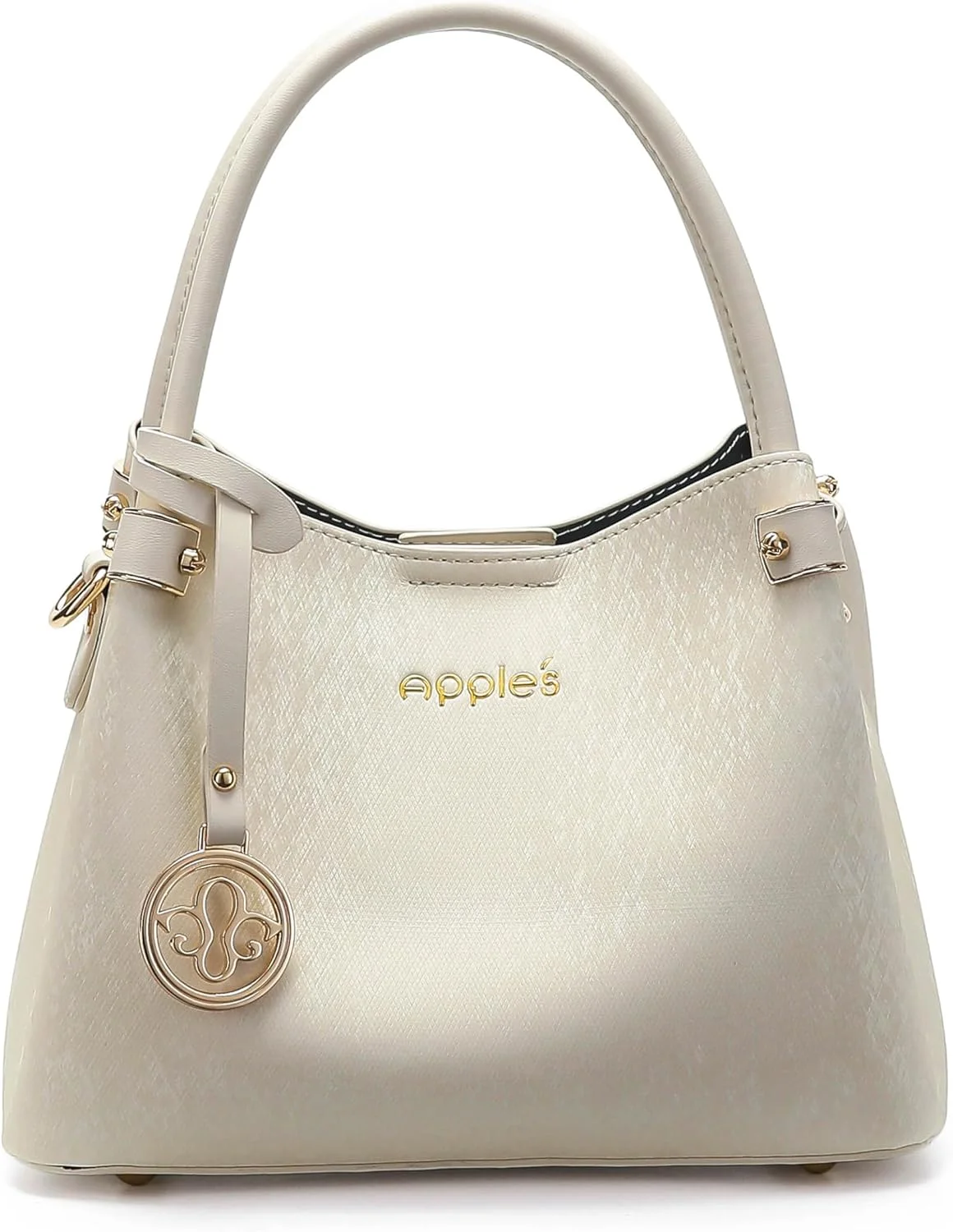 کیف دستی زنانه Apples با دسته بالایی - کیف دوشی چرم مصنوعی ممتاز برای زنان | شیک، ظریف، مناسب کار و استفاده روزمره، سخت افزار طلایی رنگ، کیف شانه ای با دسته دوبل و آویز تزیینی