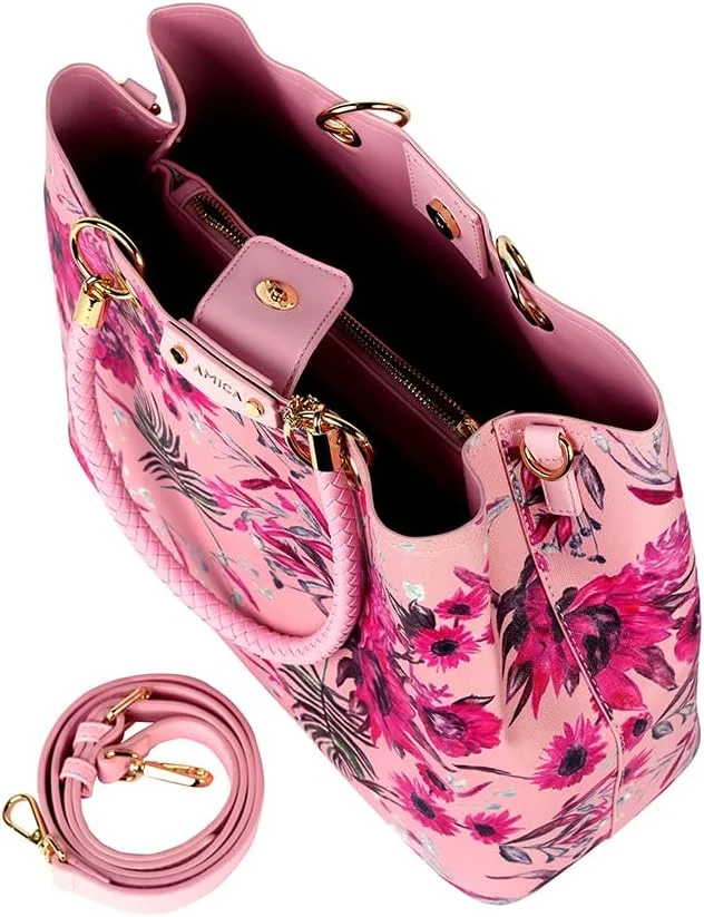 کیف دستی چرمی زنانه آمیکا آمورا با طرح گل