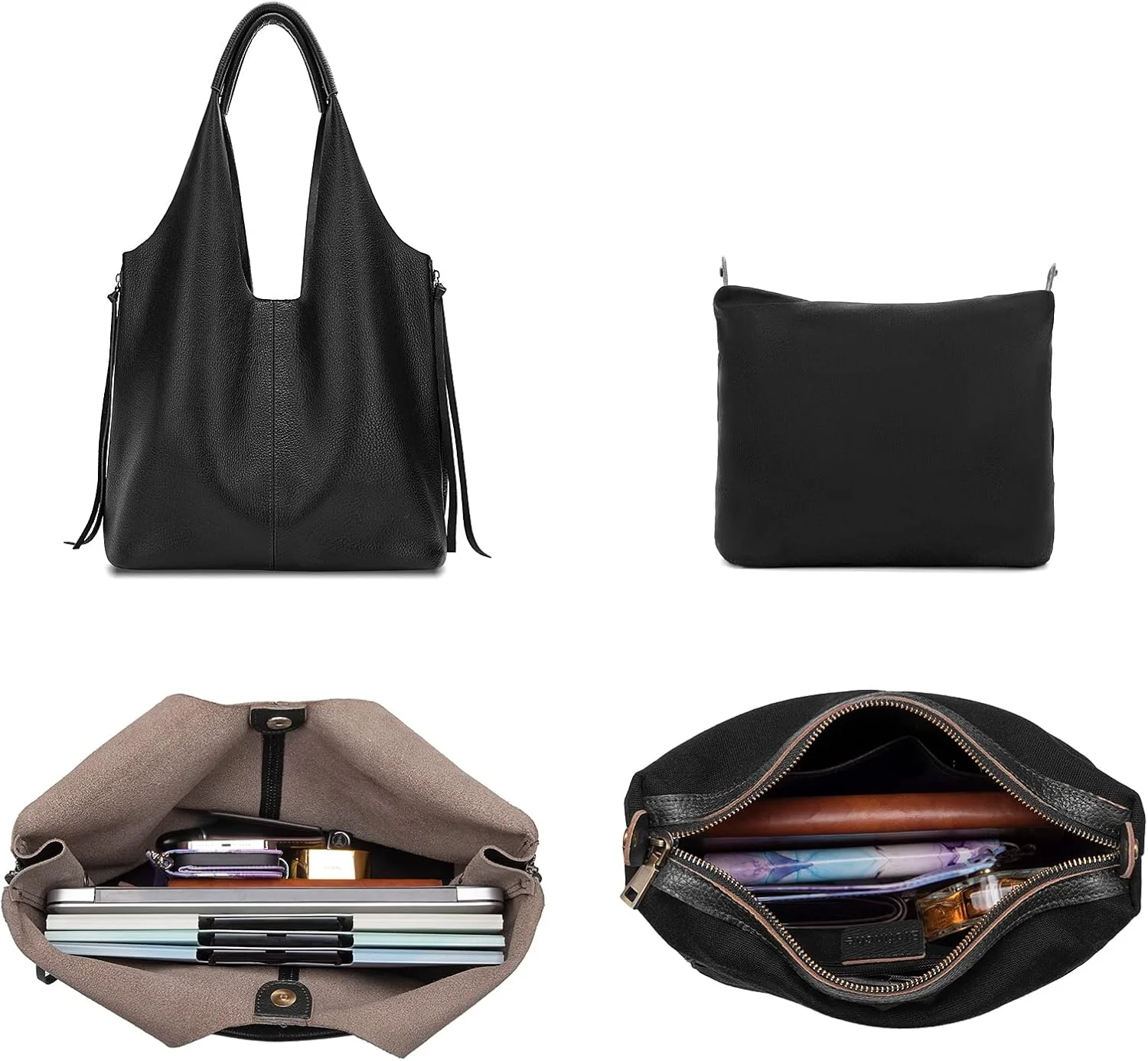 کیف دستی زنانه چرمی جادار و نرم با طراحی بوهو