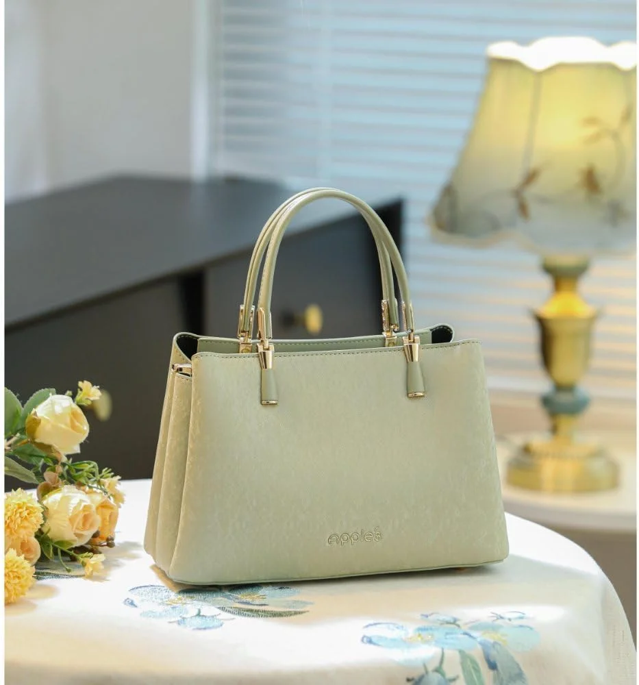 کیف دستی زنانه مدل Apples با دسته بالایی - کیف دوشی و دستی چرم مصنوعی درجه یک | سخت افزار طلایی شیک برای کار و استفاده روزمره، دارای دو دسته و بند شانه ای جداشدنی