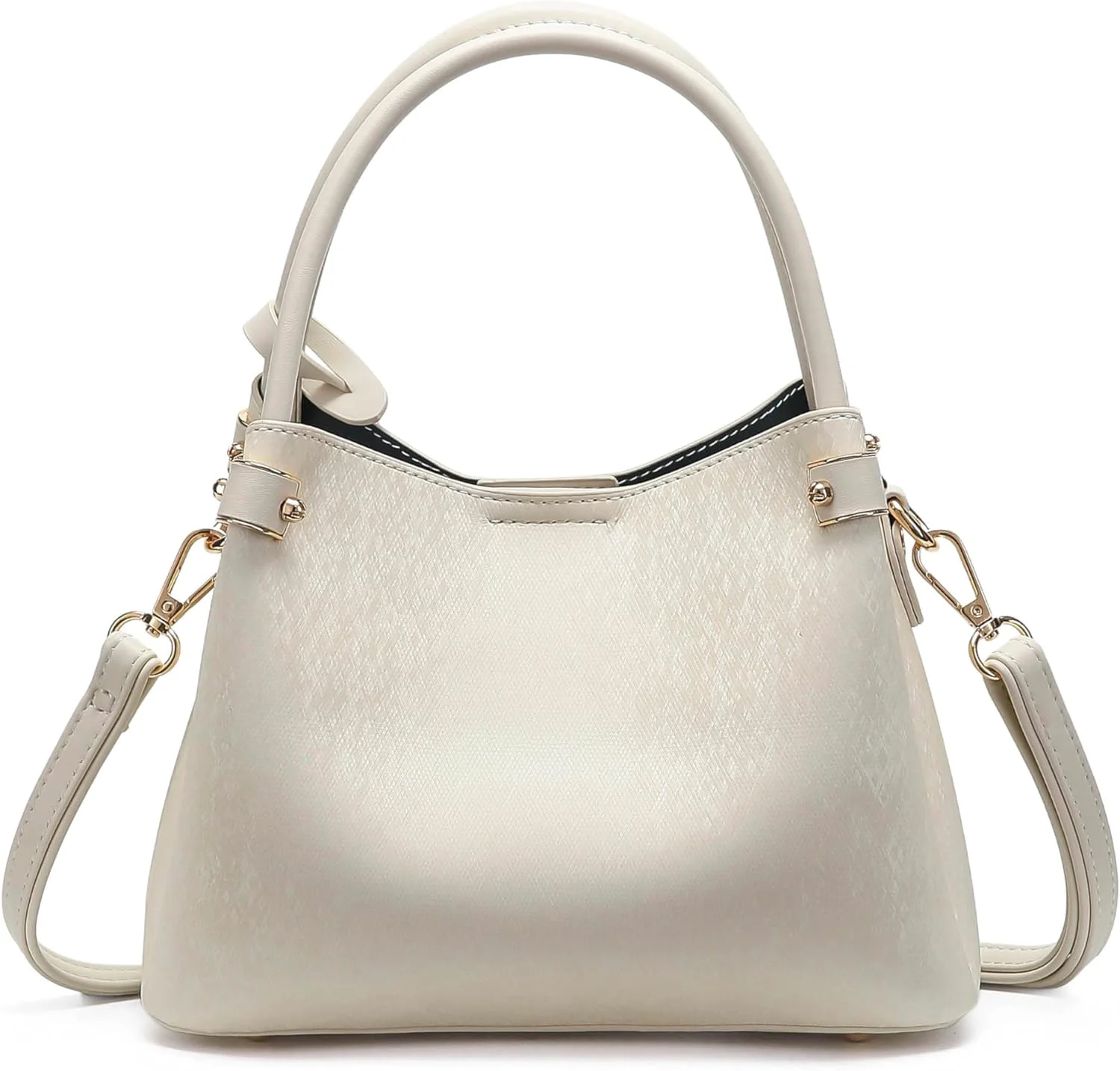 کیف دستی زنانه Apples با دسته بالایی - کیف دوشی چرم مصنوعی ممتاز برای زنان | شیک، ظریف، مناسب کار و استفاده روزمره، سخت افزار طلایی رنگ، کیف شانه ای با دسته دوبل و آویز تزیینی