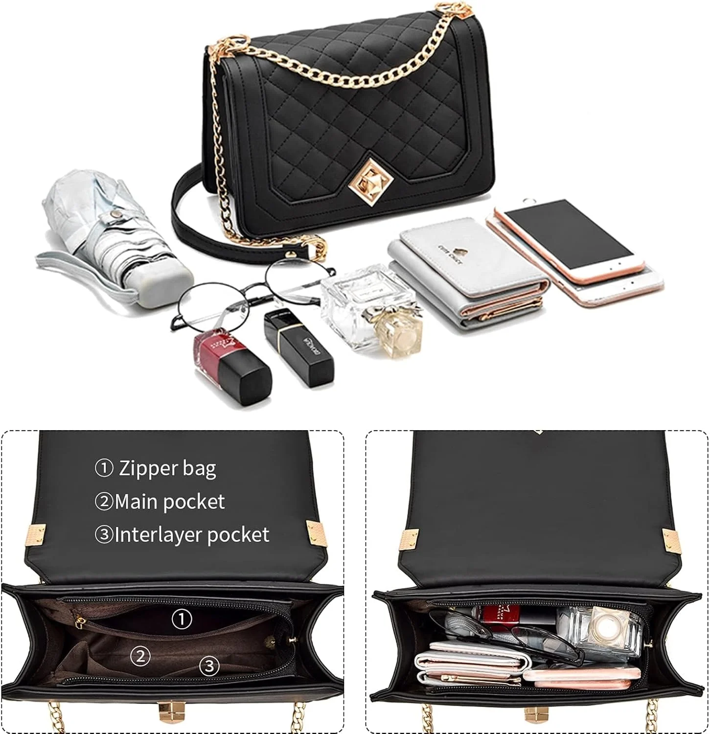 کیف دوشی زنانه، کیف دستی کوچک، کیف چرمی PU، کیف مجلسی، کیف های ساتچل لحافی با بند زنجیری (قرمز) کیف دوشی زنانه، کیف دستی کوچک، کیف چرمی PU، کیف مجلسی، کیف های ساتچل لحافی با بند زنجیری (قرمز)