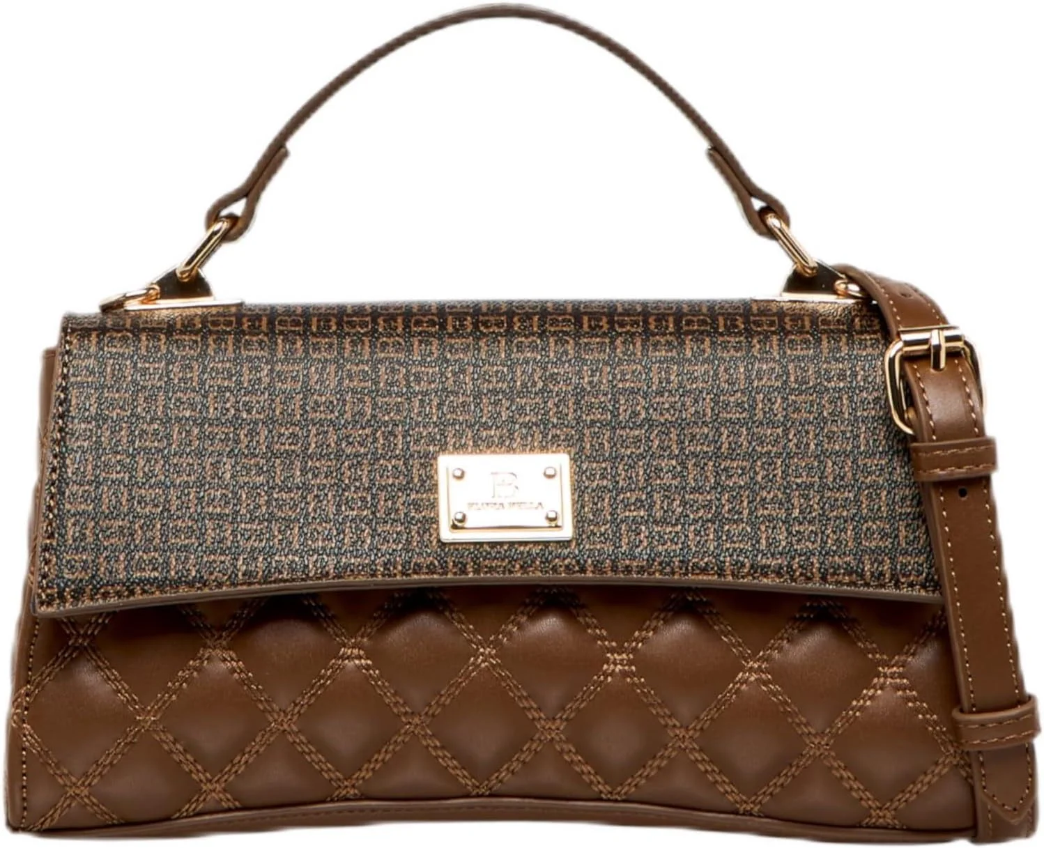 کیف دستی زنانه فلورا بلا بای شواکسپرس با طرح مونوگرام و بند جداشدنی قهوه ای، سایز One Size