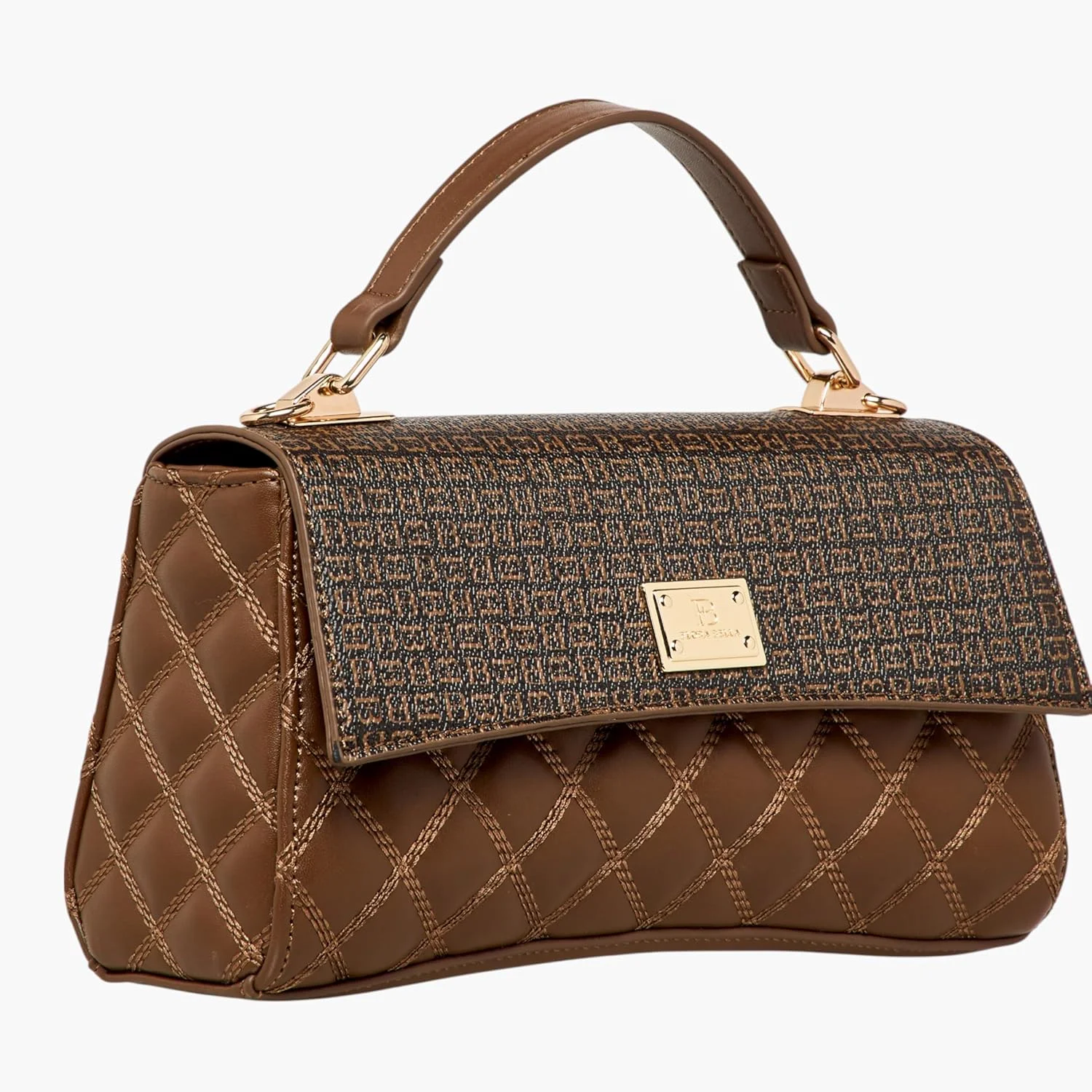 کیف دستی زنانه فلورا بلا بای شواکسپرس با طرح مونوگرام و بند جداشدنی قهوه ای، سایز One Size