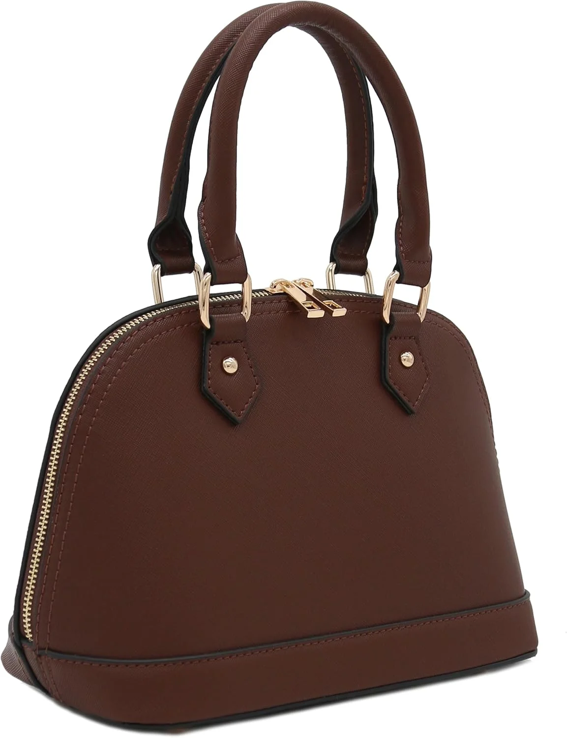 کیف دستی گنبدی کلاسیک با زیپ دور تا دور از جنس چرم مصنوعی سافیانو