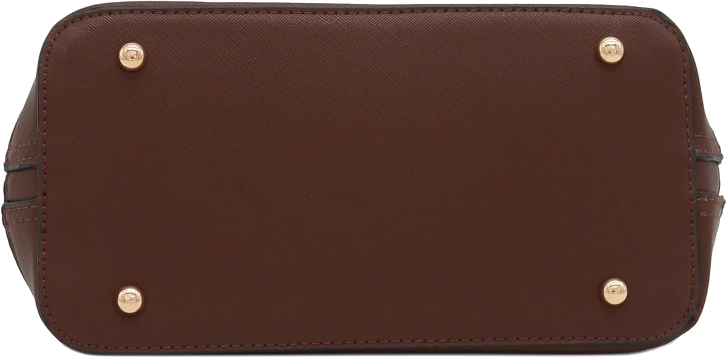 کیف دستی گنبدی کلاسیک با زیپ دور تا دور از جنس چرم مصنوعی سافیانو