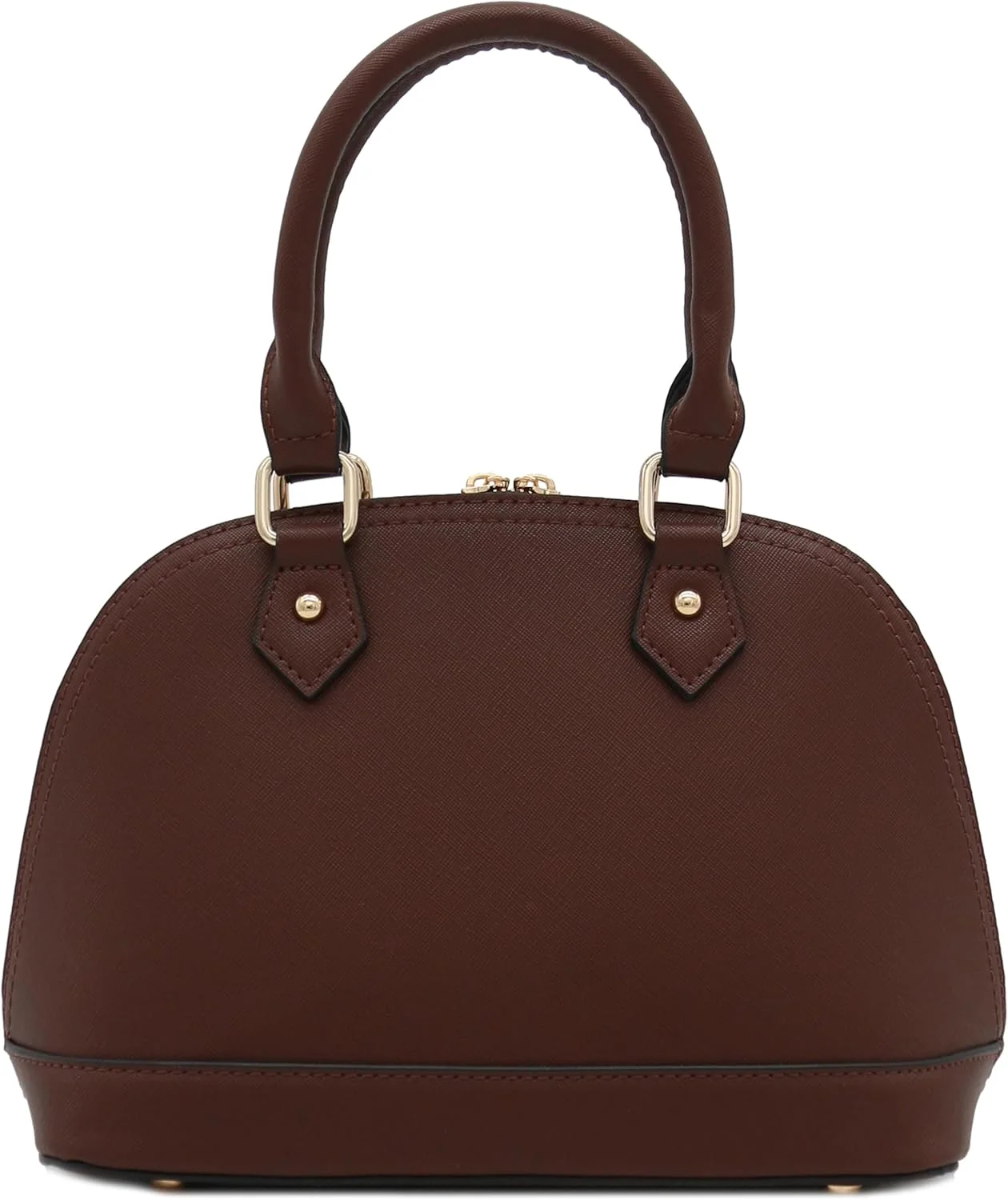 کیف دستی گنبدی کلاسیک با زیپ دور تا دور از جنس چرم مصنوعی سافیانو