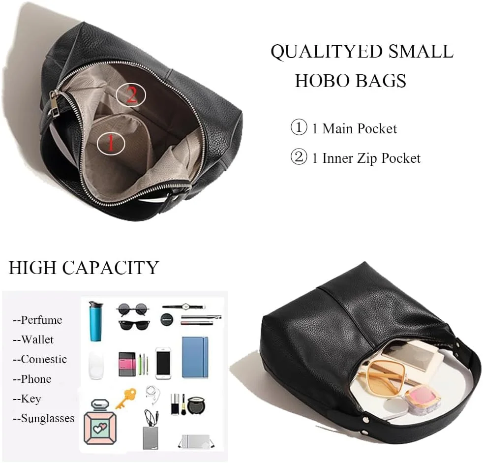 کیف دستی مدل Hobo Tazweeq، کیف دوشی چرم مصنوعی زنانه، کیف کلاچ، کیف دستی بزرگ، مشکی