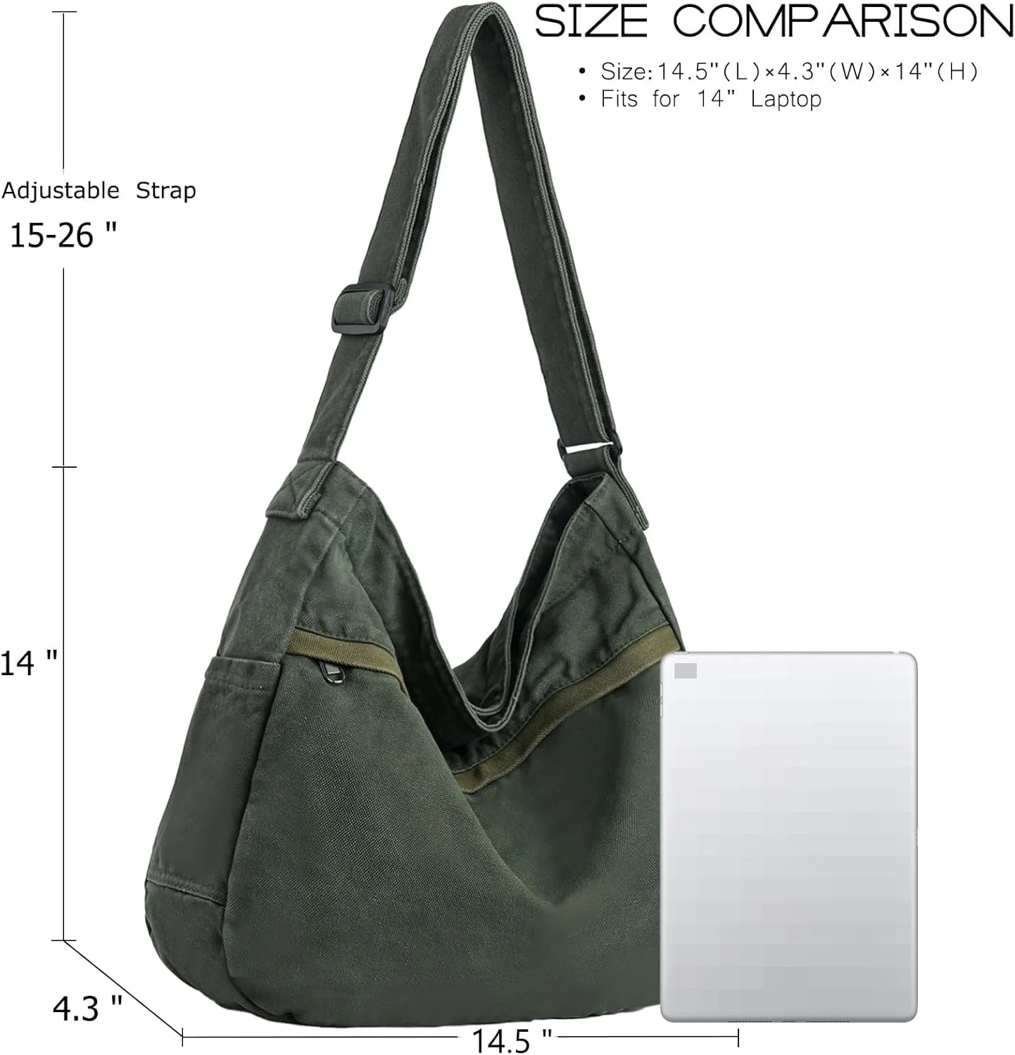 کیف دوشی بوم تزویق، مناسب برای زنان و مردان، کیف بزرگ مسنجر برای سفر، کار، خرید، سبز تیره کیف دوشی بوم تزویق، مناسب برای زنان و مردان، کیف بزرگ مسنجر برای سفر، کار، خرید، سبز تیره