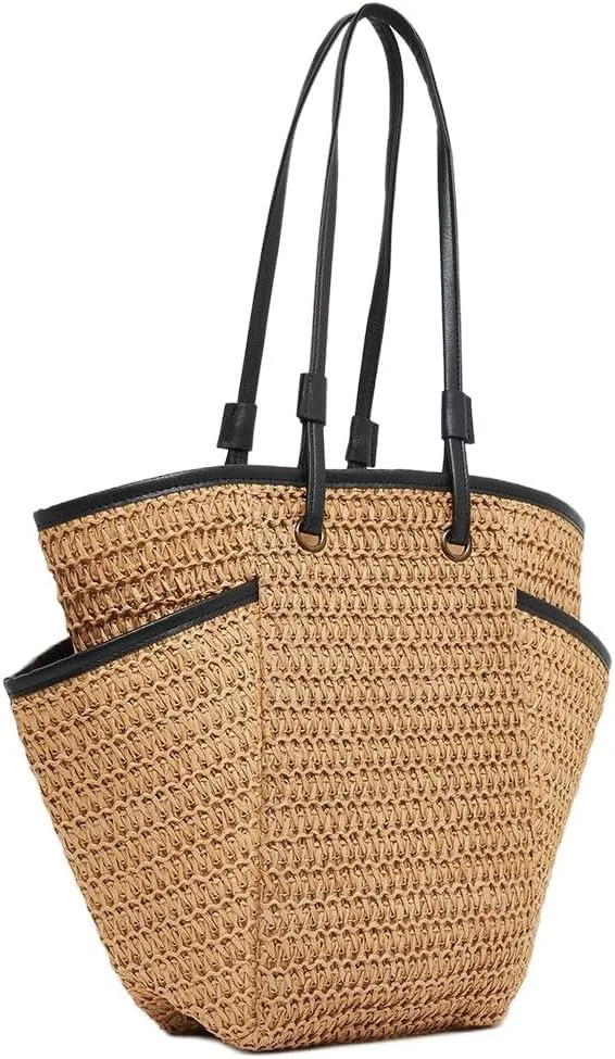 کیف دوشی زنانه استایلی بافت دار با دسته دوتایی، سایز One Size، قهوه ای