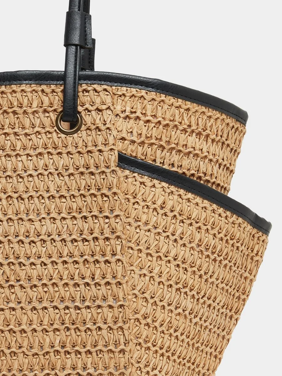 کیف دوشی زنانه استایلی بافت دار با دسته دوتایی، سایز One Size، قهوه ای