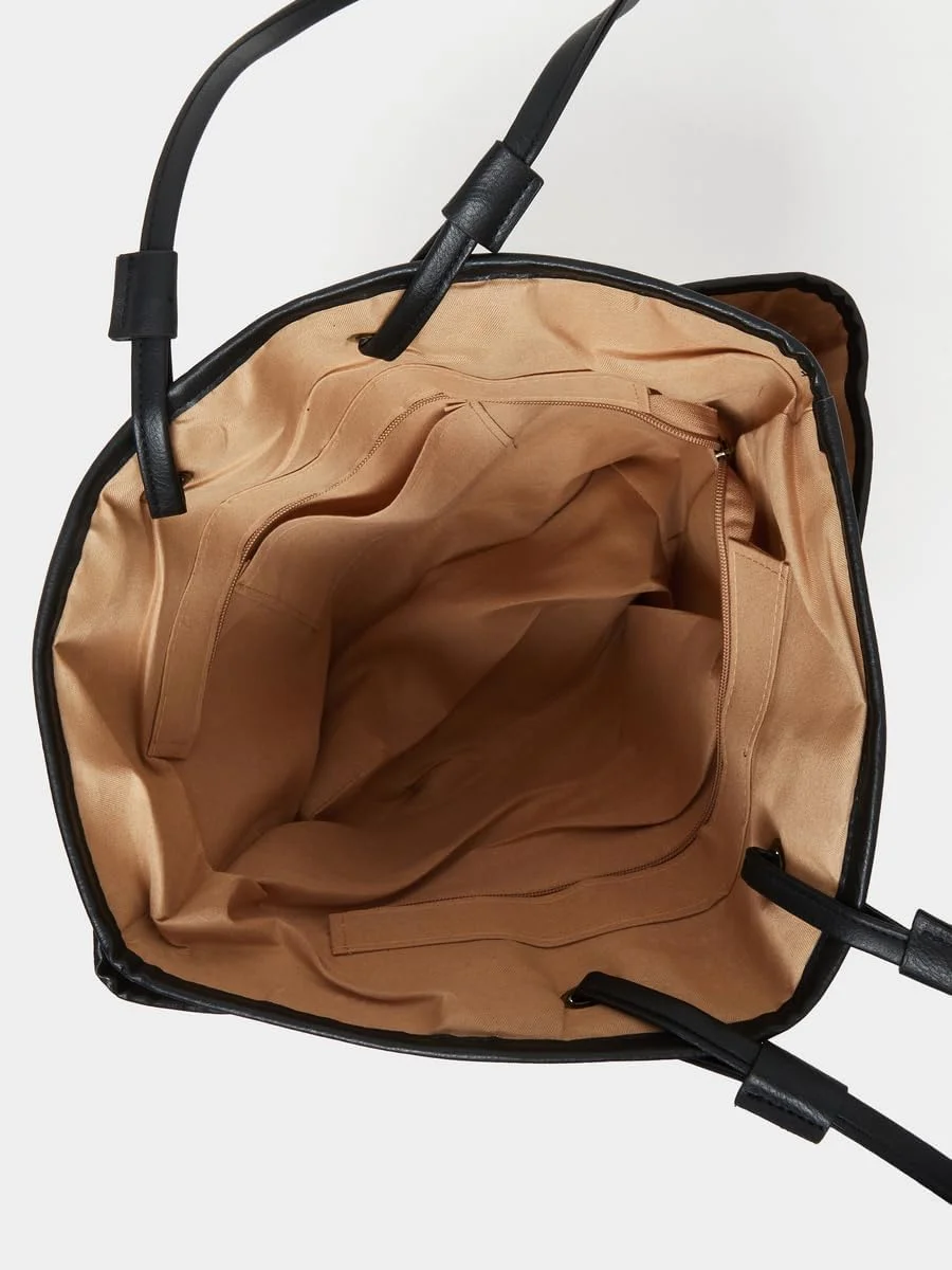 کیف دوشی زنانه استایلی بافت دار با دسته دوتایی، سایز One Size، قهوه ای