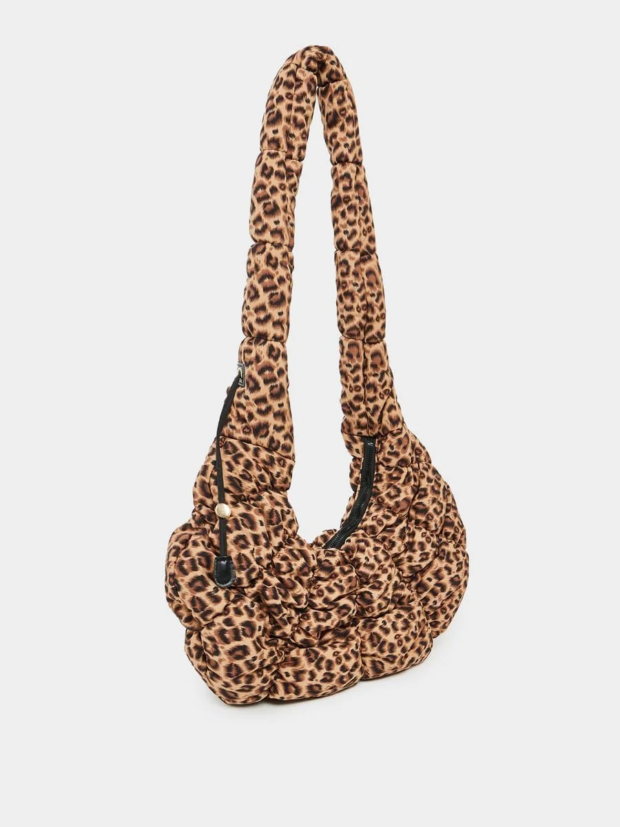 کیف دوشی زنانه استایلی با طرح پلنگی و بست زیپی، سایز One Size، چند رنگ