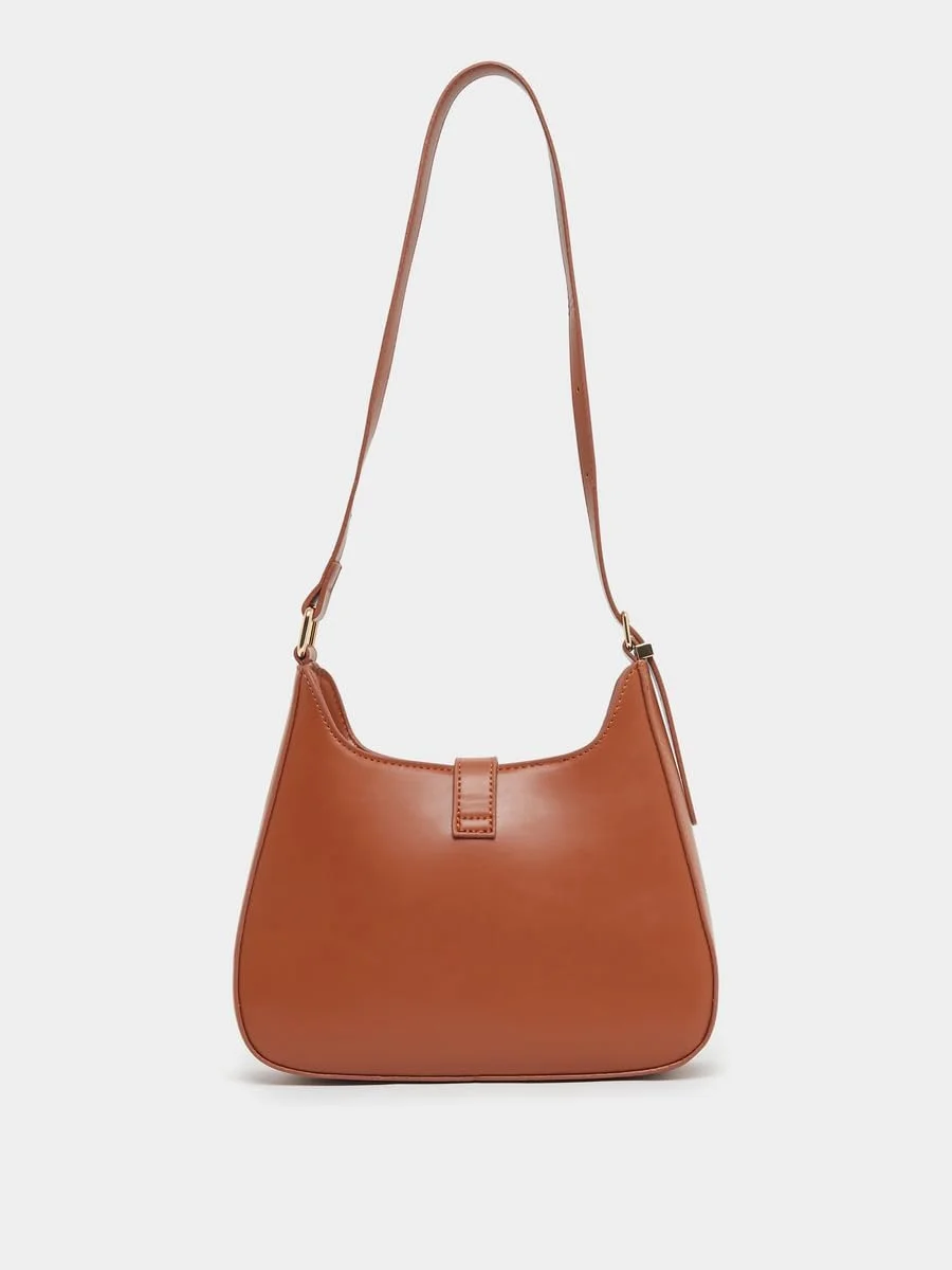 کیف دوشی زنانه استایلی با سگک، سایز واحد، قهوه ای روشن