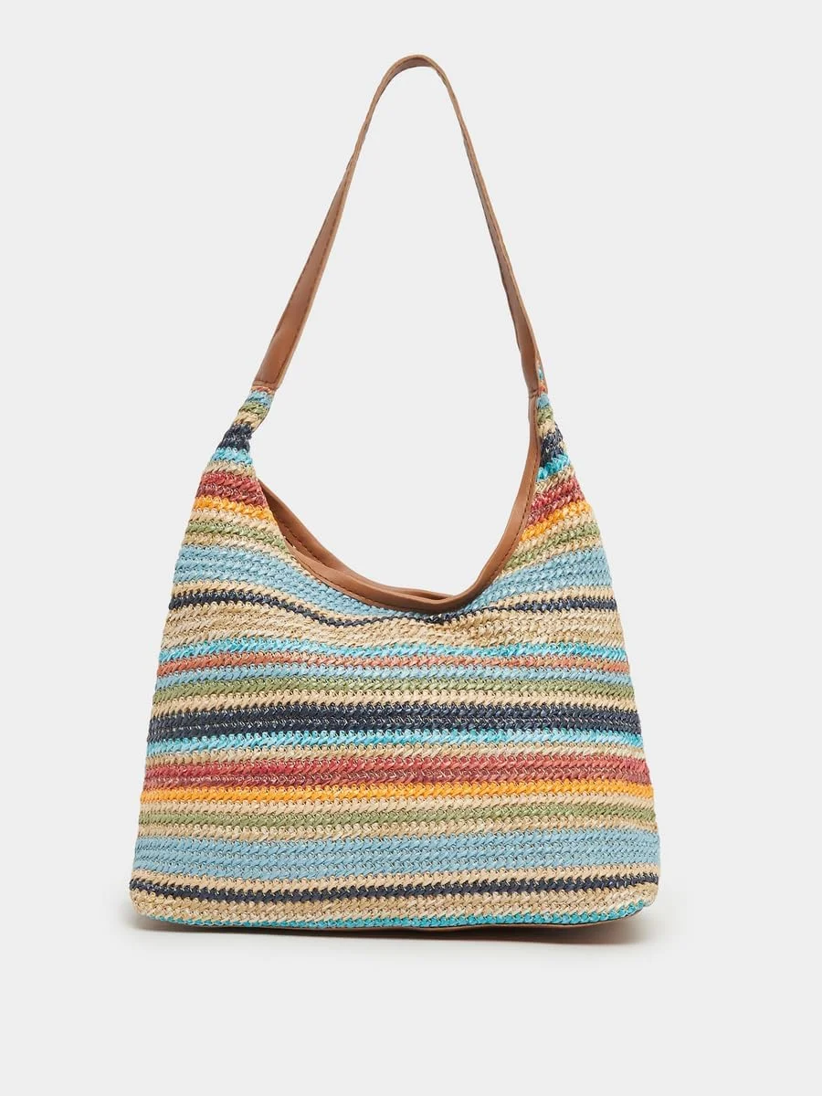 کیف بافتنی زنانه استایلی با طرح رنگی، سایز واحد، چند رنگ