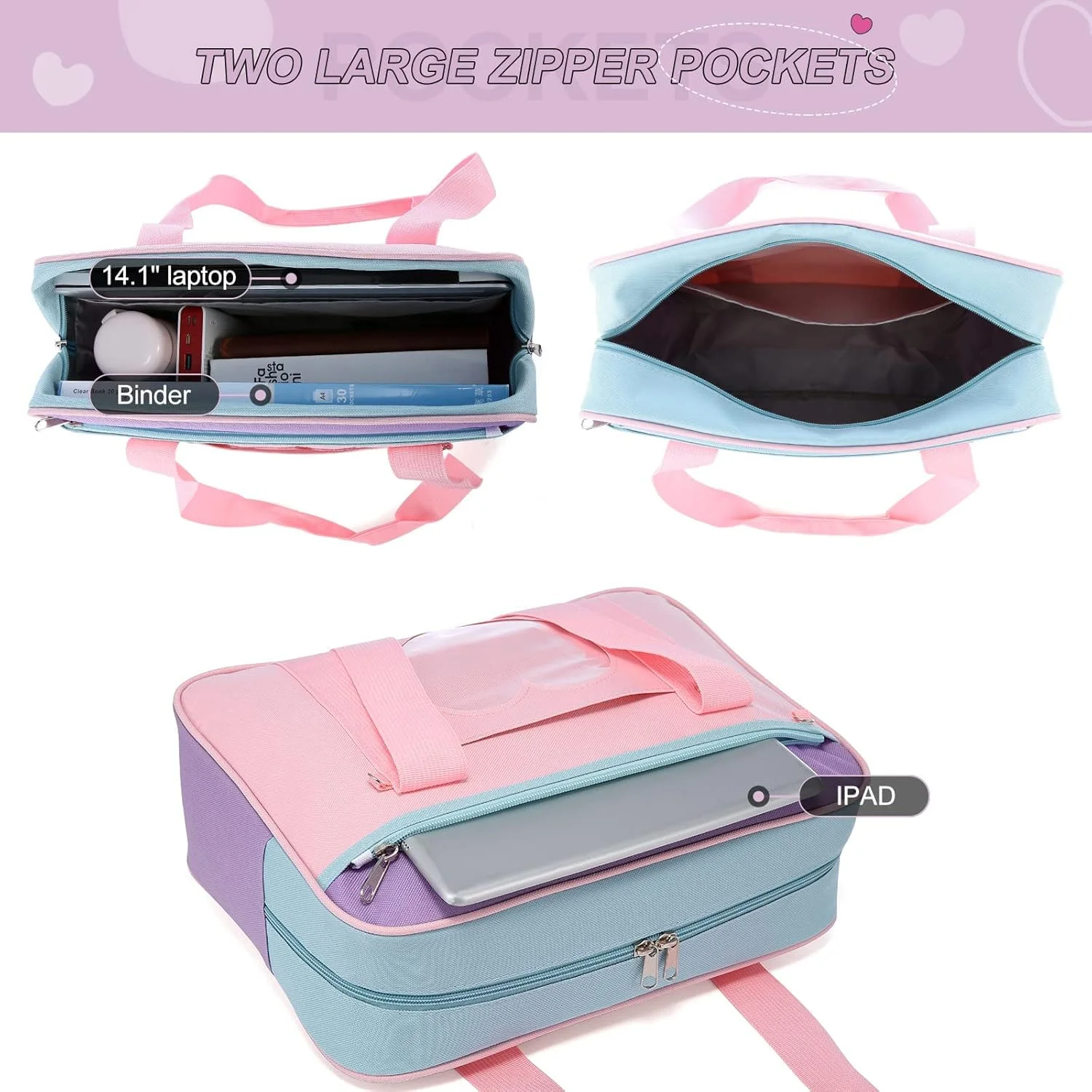 کیف دوشی، کیف مدرسه ساخته شده از آکسفورد درجه یک و پلاستیک PVC، کیف دوشی بزرگ انیمه، کیف دستی کاوایی زنانه، کیف دوشی غیررسمی شفاف برای مدرسه، کار، باشگاه، ورزش، مسافرت (صورتی)