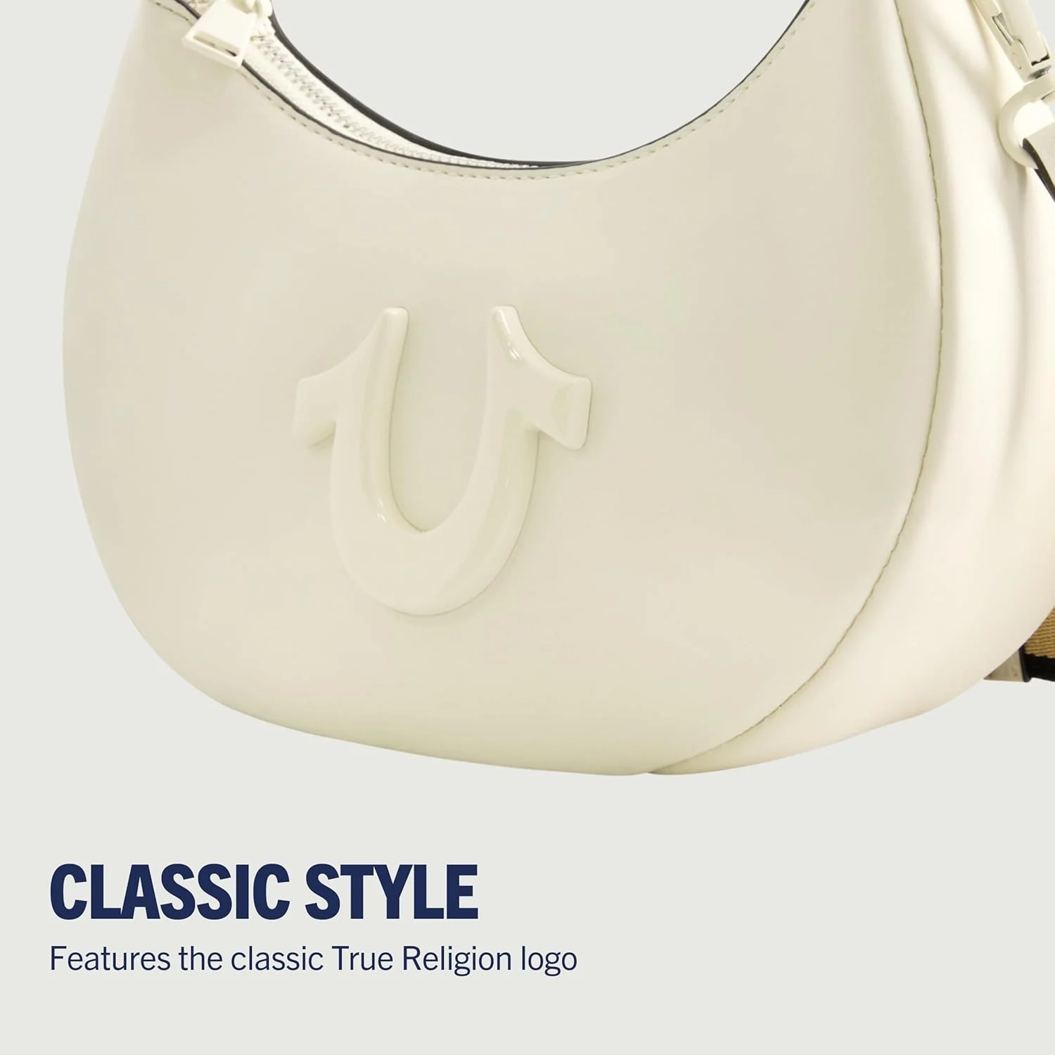 کیف دوشی زنانه ترو ریلیجن، کیف دستی هلالی با بند قابل تنظیم و جداشدنی و لوگوی نعل اسب