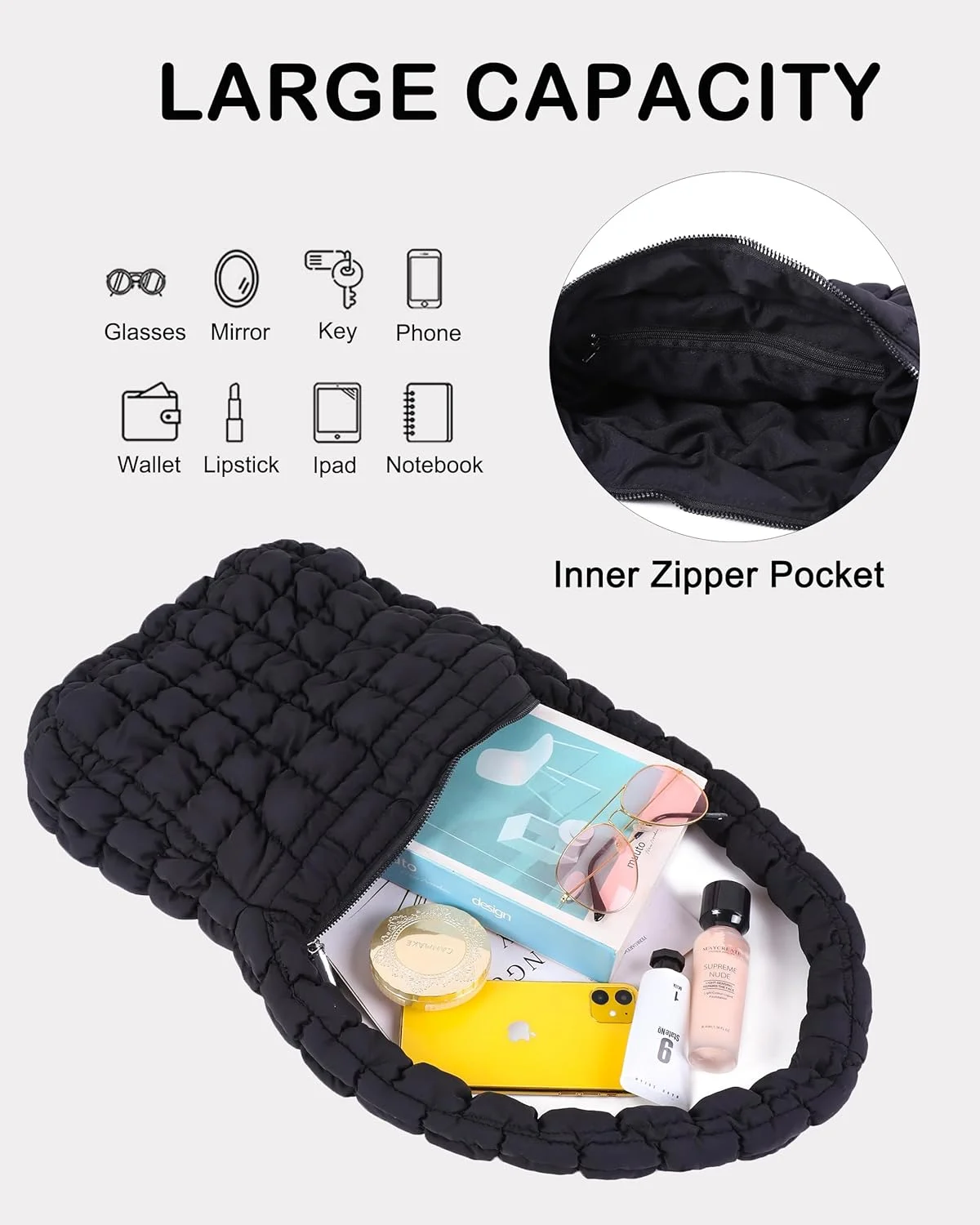 کیف دوشی زنانه ریجولی مدل پافر، کیف دستی نایلونی سبک و نرم کیف دوشی زنانه ریجولی مدل پافر، کیف دستی نایلونی سبک و نرم