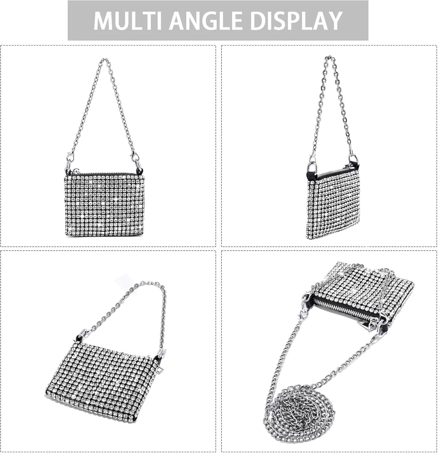 کیف دستی زنانه نگین دار، کیف دوشی دخترانه الماسی، کیف شب شیک و براق، کیف کلاچ نقره ای درخشان، کیف شانه ای و دوشی شیک برای مهمانی، کلوپ، عروسی و جشن کیف دستی زنانه نگین دار، کیف دوشی دخترانه الماسی، کیف شب شیک و براق، کیف کلاچ نقره ای درخشان، کیف شانه ای و دوشی شیک برای مهمانی، کلوپ، عروسی و جشن