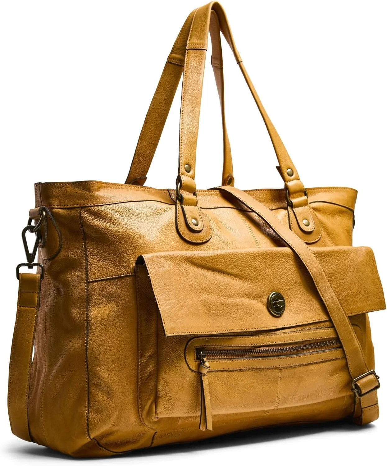 کیف دوشی چرمی زنانه مدل Totally Royal Travel Bag13، رنگ کنیاکی