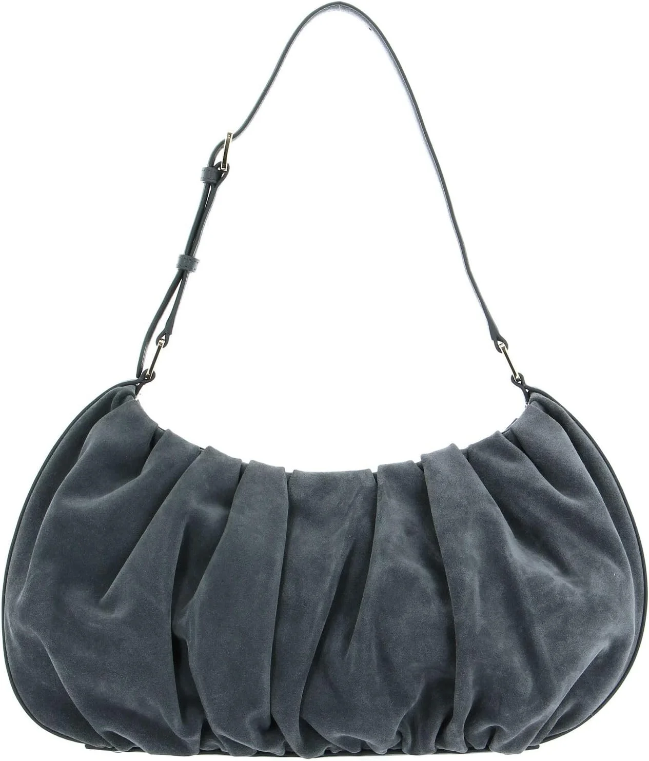 کیف دوشی زنانه مدل هوبو از جنس مخمل پلیسه