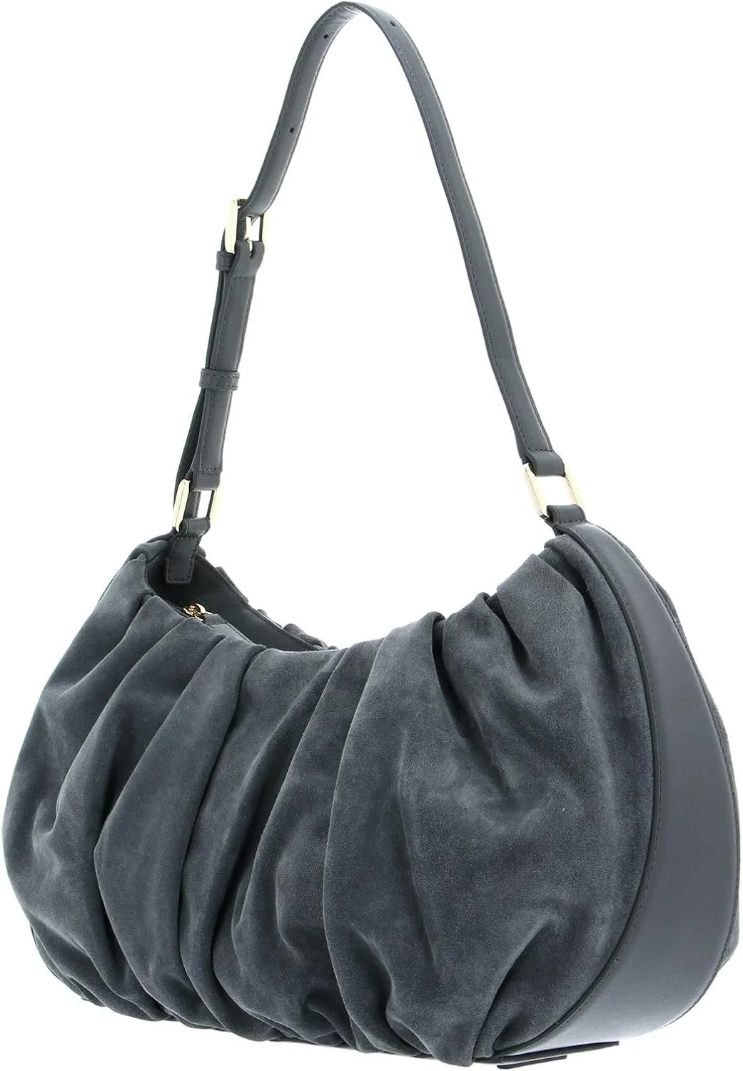 کیف دوشی زنانه مدل هوبو از جنس مخمل پلیسه