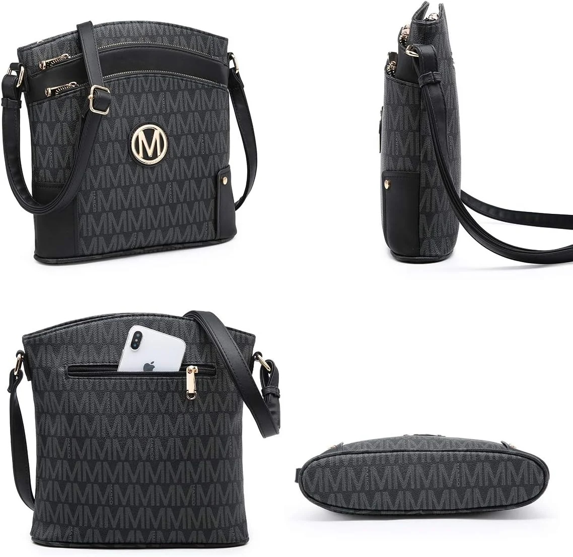 کیف دوشی زنانه با جیب های متعدد و زیپ های جانبی قابل افزایش برای بانوان