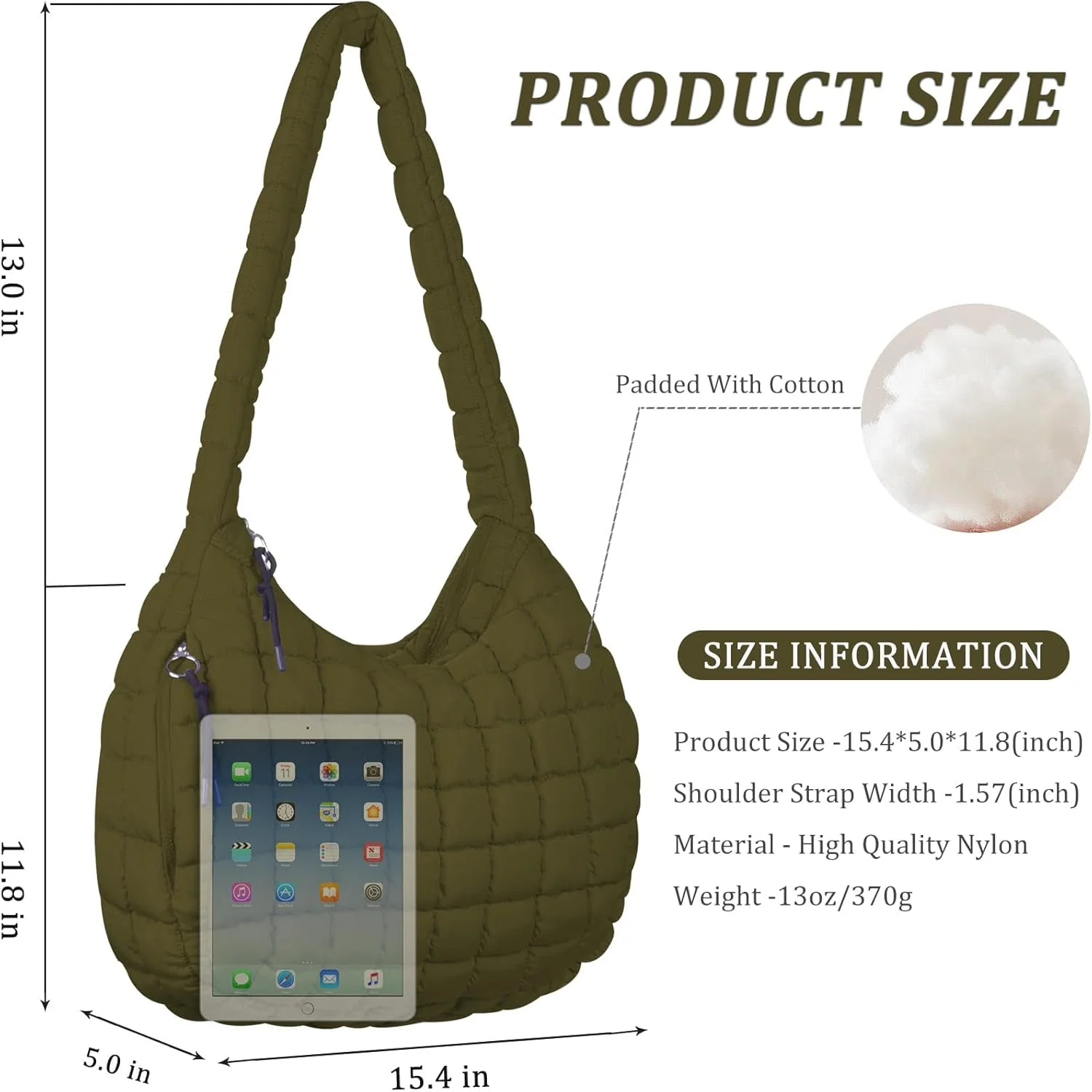 کیف دوشی زنانه بزرگ و لحافی، کیف کراس بادی نایلونی سبک وزن