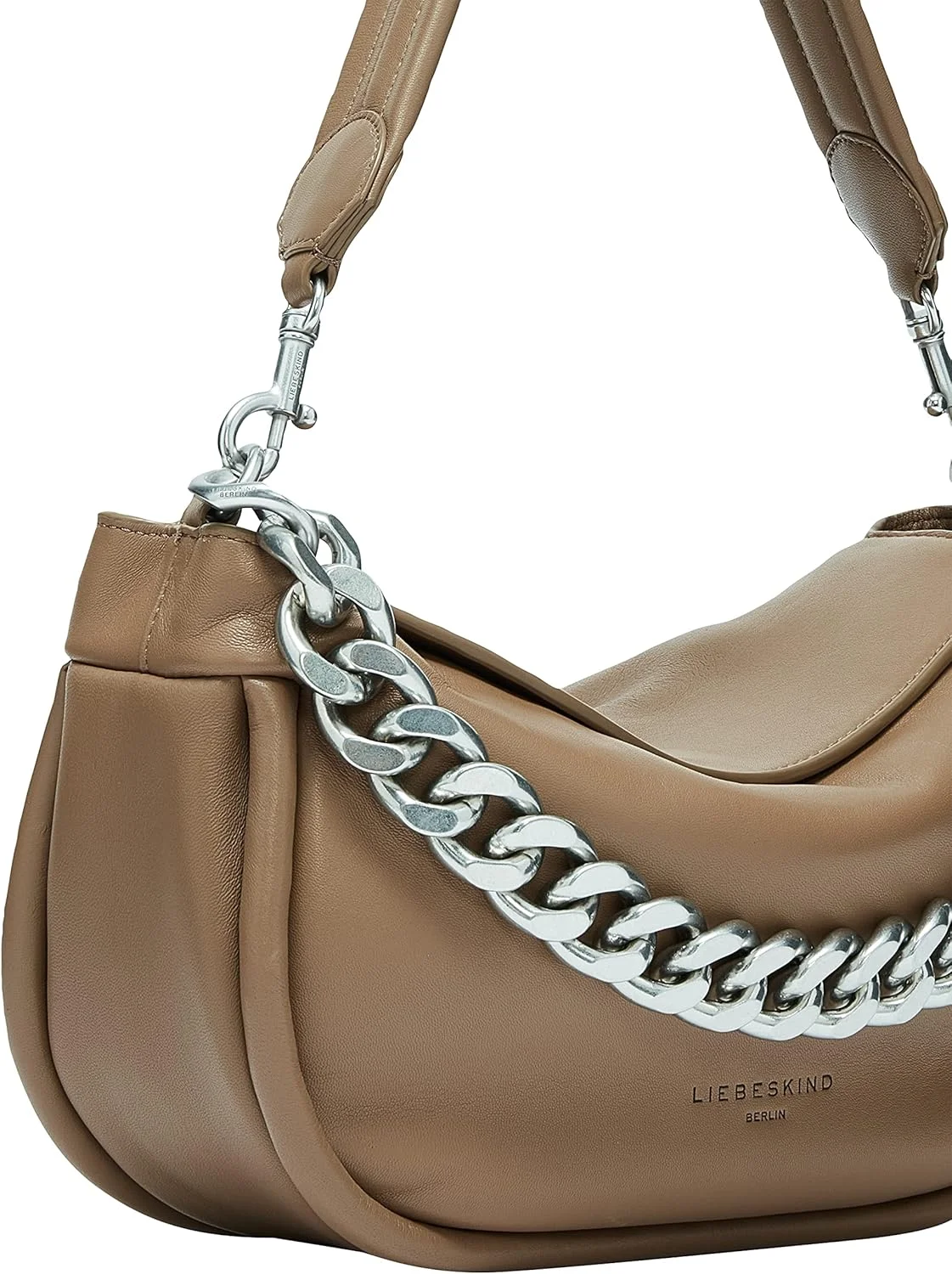 کیف دوشی زنجیری هوبو Fab 3 Liebeskind Berlin، سایز متوسط (ارتفاع x عرض x عمق) 23 سانتی متر x 29.5 سانتی متر x 9 سانتی متر، رنگ پرالین