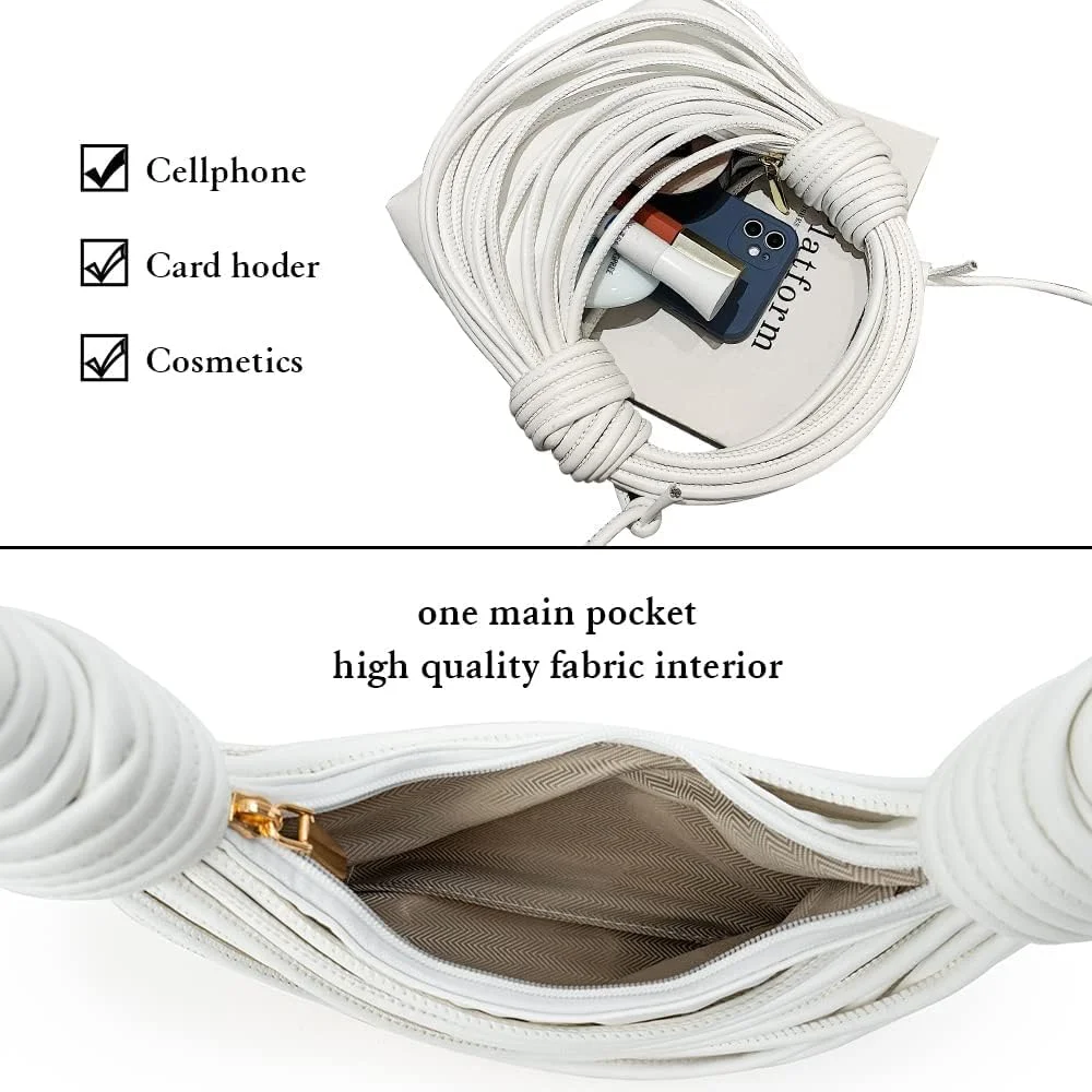 کیف دوشی زنانه KASTWAVE، کیف دستی کلاچ زنانه، کیف دستی شیک، کیف دستی کوچک، کیف چرمی زیپ دار (سفید)