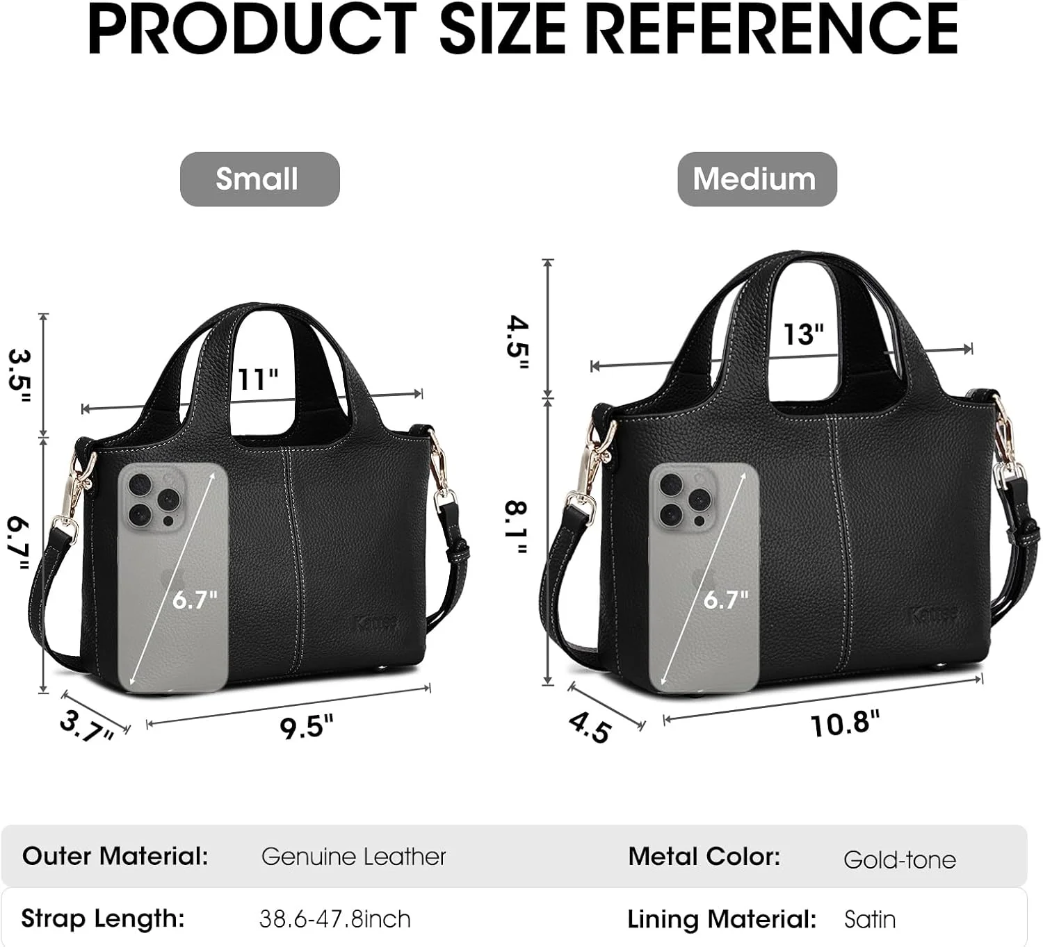 کیف های دستی و کیف های چرمی اصل Kattee برای زنان، کیف دوشی، کیف دستی نرم، دسته بالایی