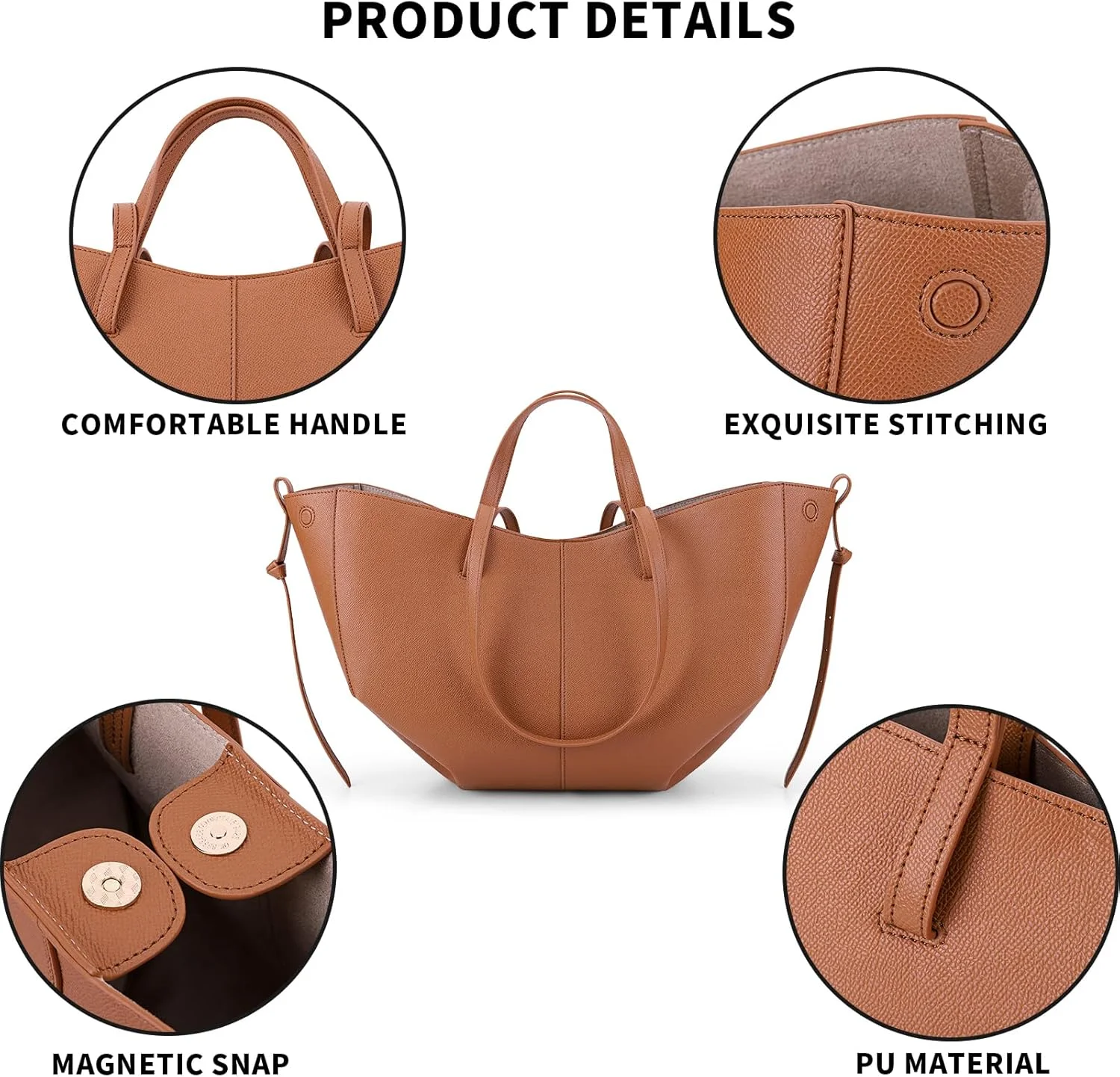 کیف دستی بزرگ زنانه از جنس چرم مصنوعی، کیف دوشی با دسته بالایی، کیف شیک کیف دستی بزرگ زنانه از جنس چرم مصنوعی، کیف دوشی با دسته بالایی، کیف شیک