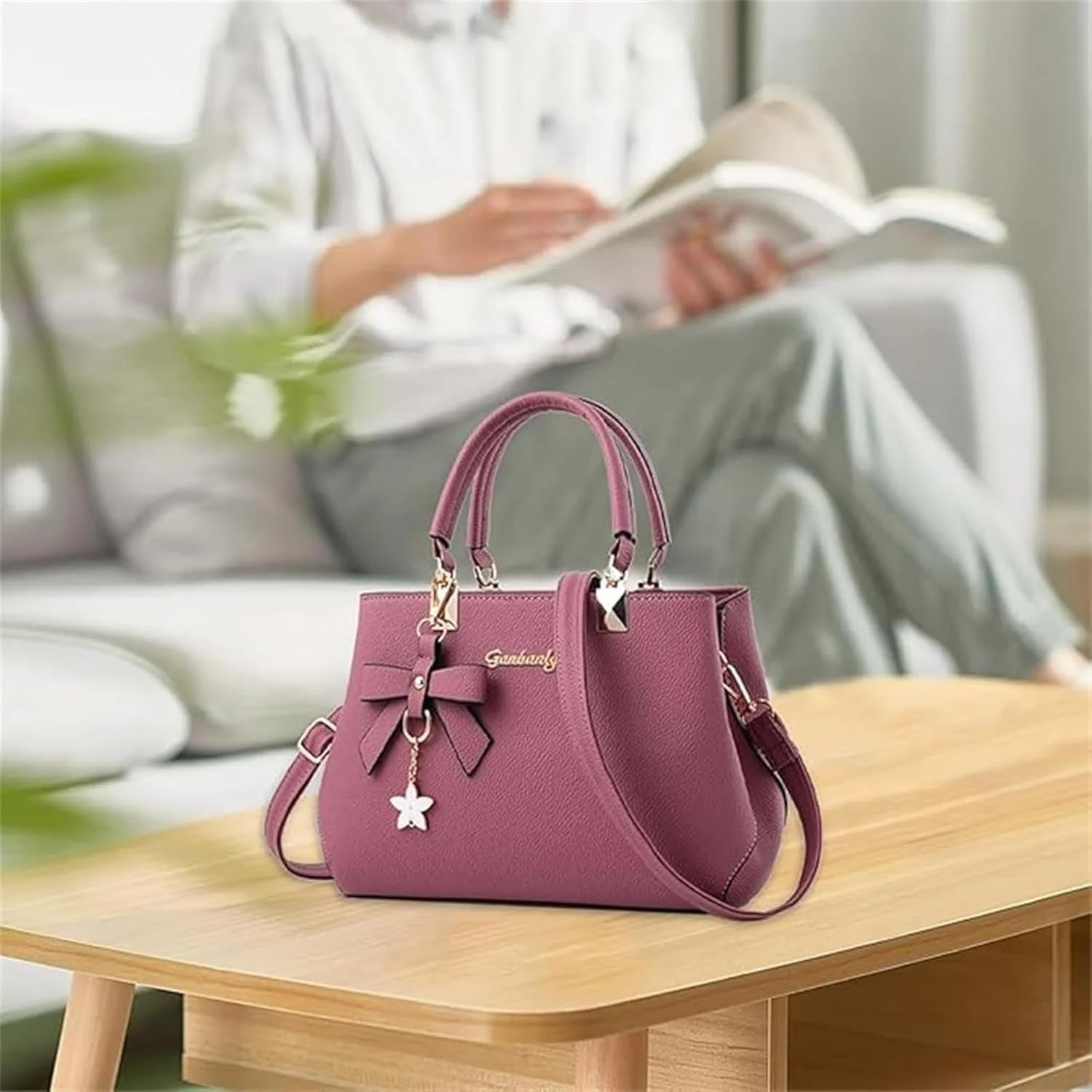 کیف دستی زنانه HALAMODO با دسته بالایی، کیف کوچک چرمی PU با آویز پاپیونی کیف دستی زنانه HALAMODO با دسته بالایی، کیف کوچک چرمی PU با آویز پاپیونی