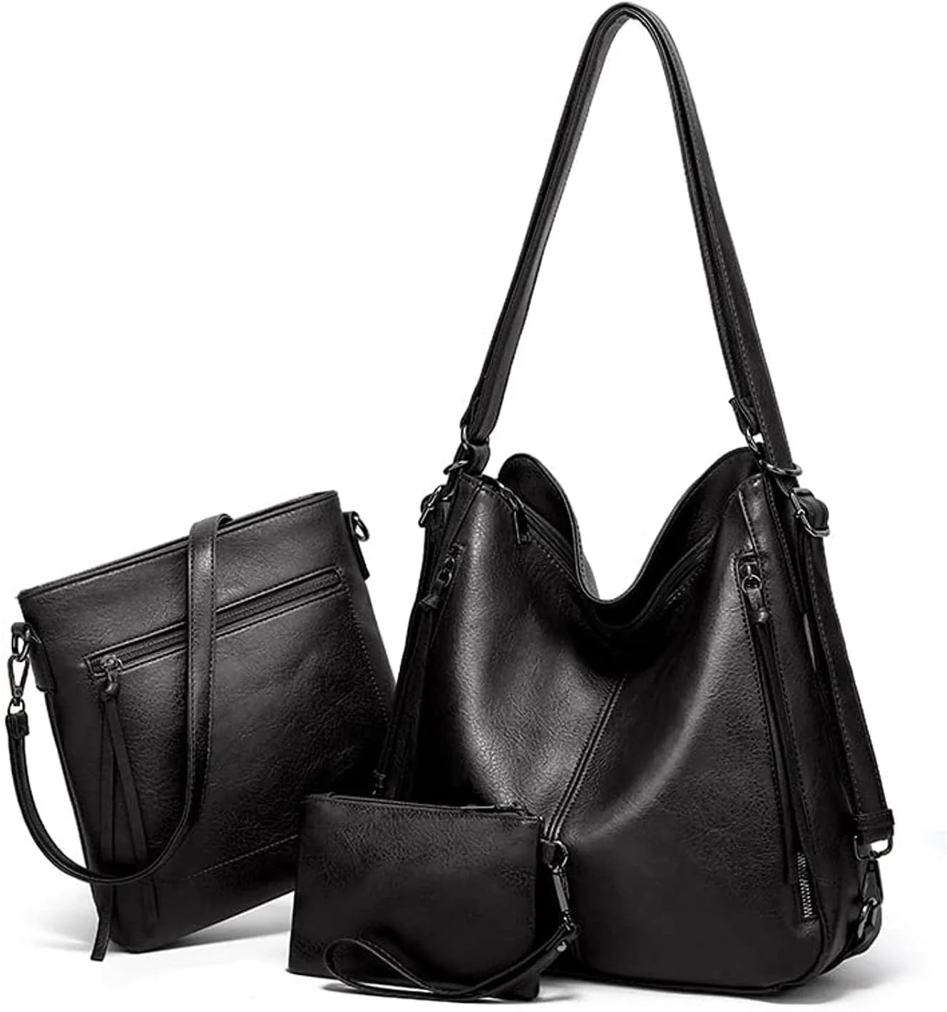 کیف دستی زنانه چرمی نرم PU، کیف دوشی و کیف کراس بادی، کیف دستی با دسته بالایی برای زنان، دختران و دانشجویان، کیف دستی کراس اوور 3 تکه برای مسافرت، کار و مدرسه