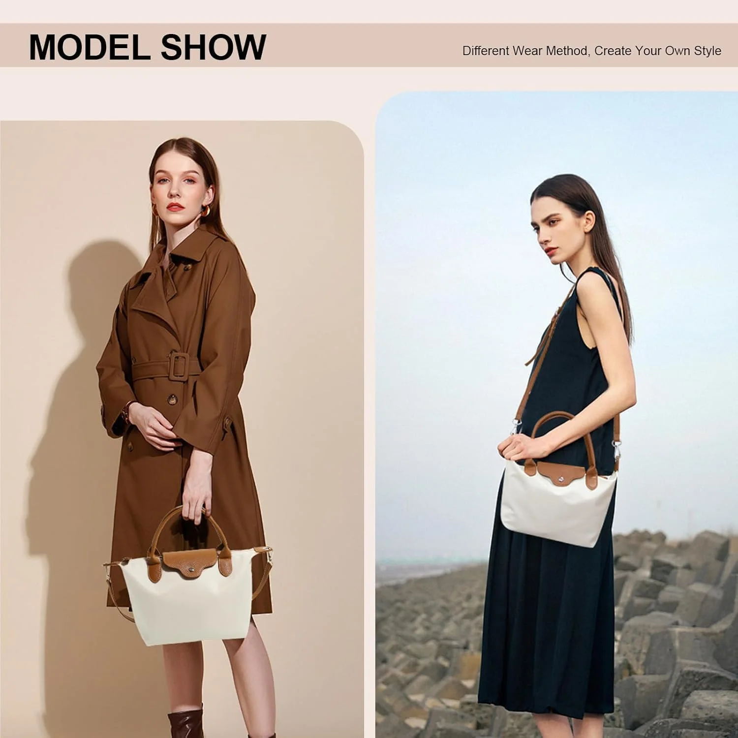 کیف دستی کوچک زنانه، کیف دوشی KASTWAVE، کیف دستی مینی Hobo با دسته بالایی و زیپ، نایلون ضد آب، کیف مسافرتی روزمره شیک