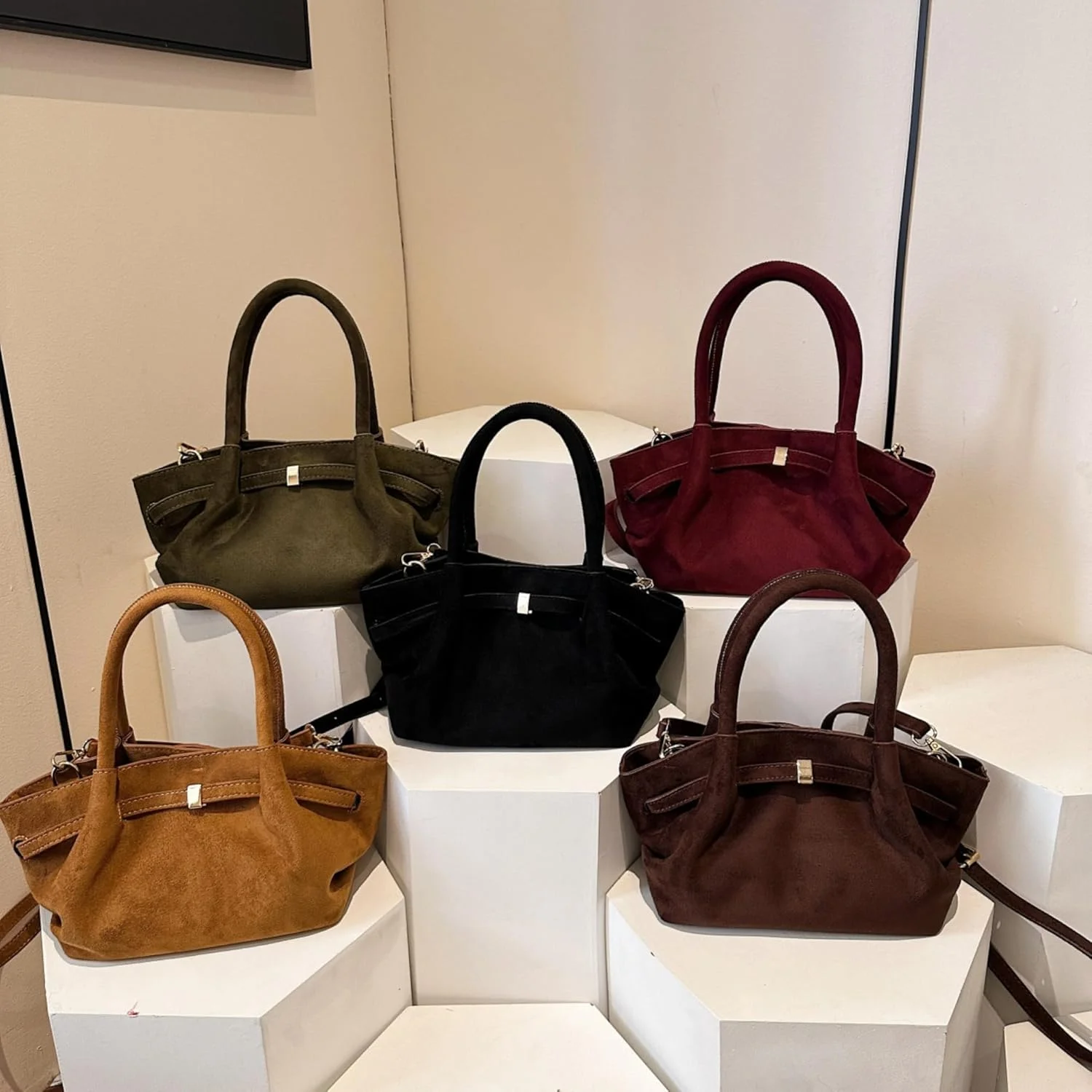 کیف دستی زنانه замшевый KASTWAVE، کیف کراس بادی مدل Hobo، کیف کوچک شانه ای برای کار، اداره و مسافرت، کیف روزمره شیک و سبک