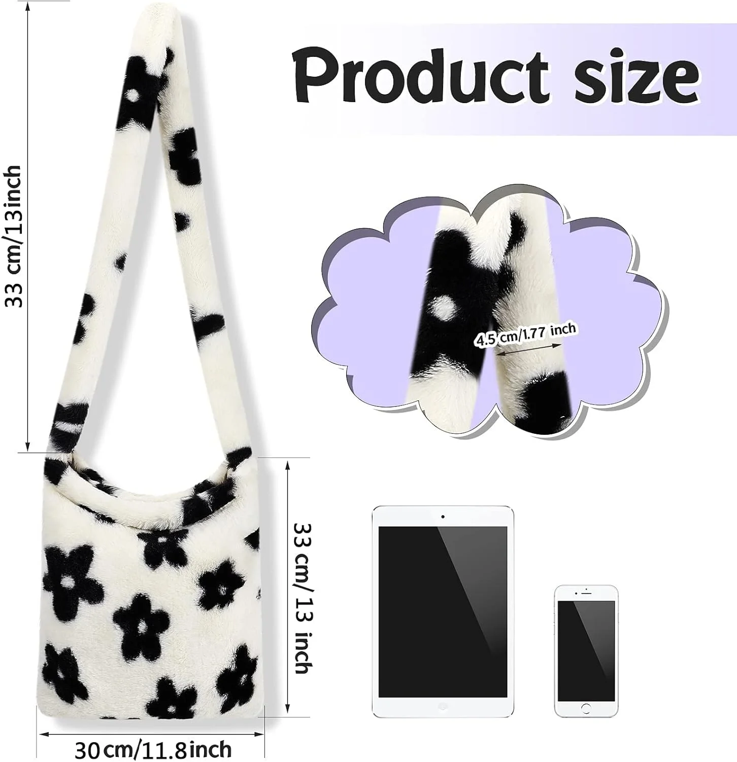 کیف دوشی مخمل خواب دار KASTWAVE، کیف دستی پشمالو زنانه، کیف دستی خزدار سفید زنانه برای پاییز و زمستان