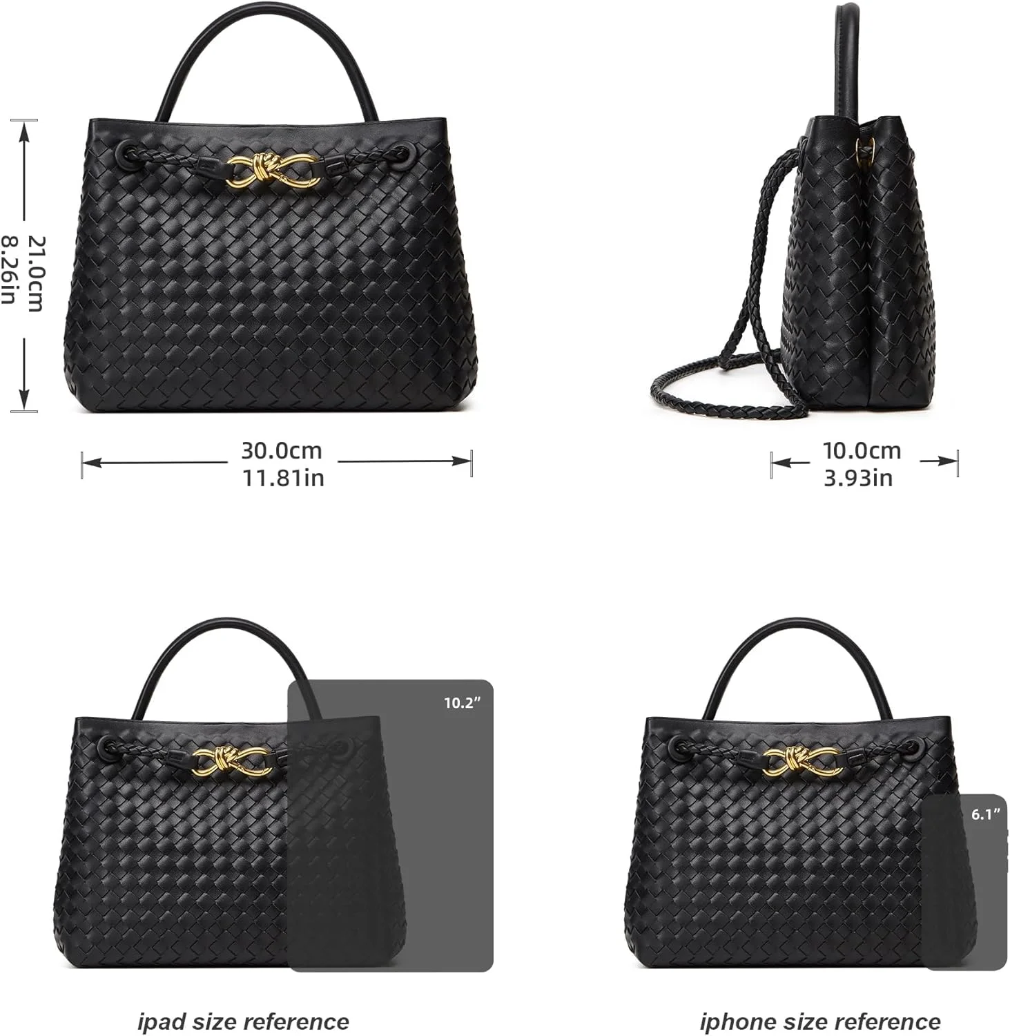 کیف دستی بافتنی KASTWAVE، کیف دوشی زنانه، کیف دستی کوچک چرم مصنوعی، کیف دستی شیک بند دار، کیف دستی زنانه (مشکی) کیف دستی بافتنی KASTWAVE، کیف دوشی زنانه، کیف دستی کوچک چرم مصنوعی، کیف دستی شیک بند دار، کیف دستی زنانه (مشکی)