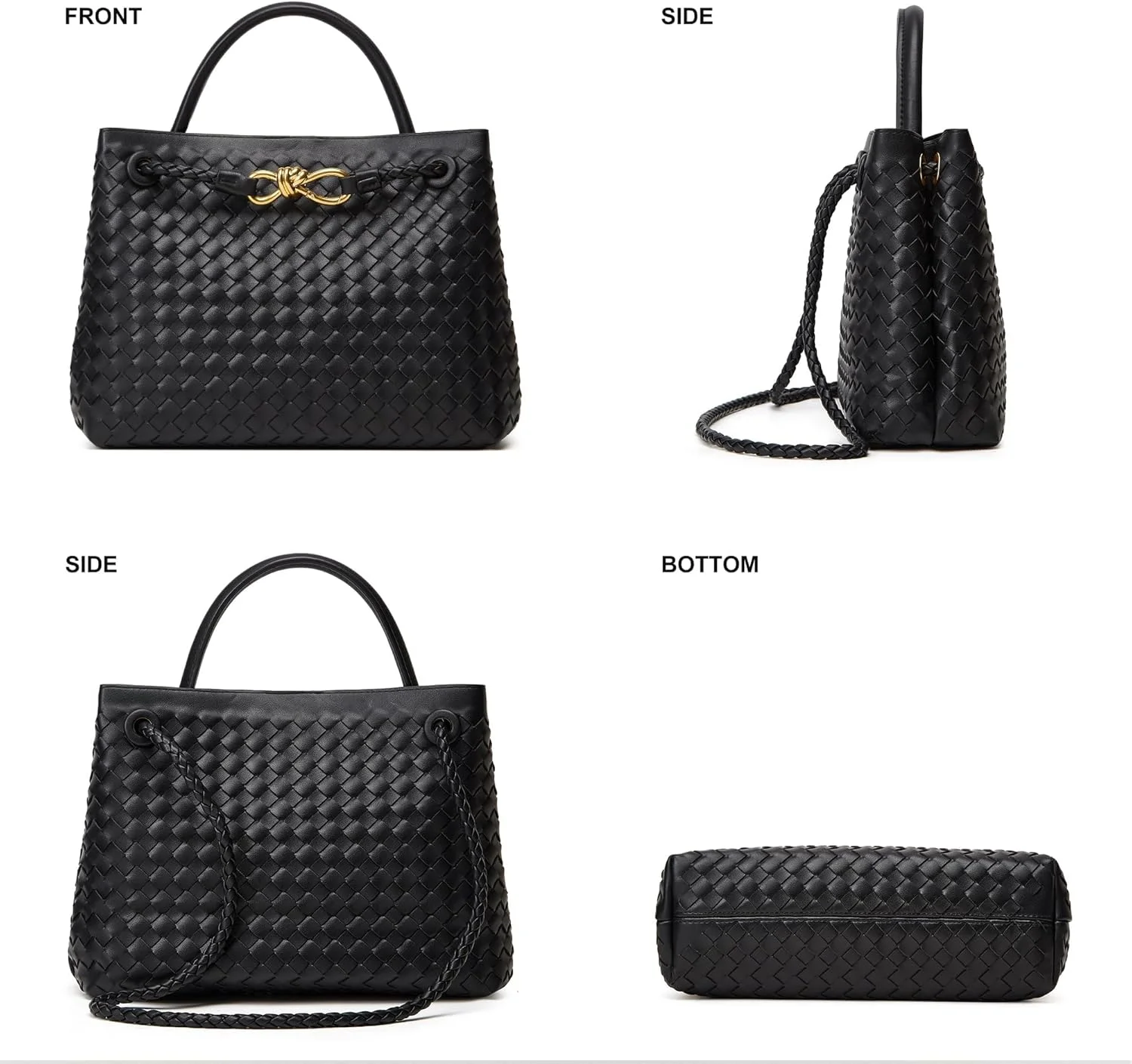 کیف دستی بافتنی KASTWAVE، کیف دوشی زنانه، کیف دستی کوچک چرم مصنوعی، کیف دستی شیک بند دار، کیف دستی زنانه (مشکی) کیف دستی بافتنی KASTWAVE، کیف دوشی زنانه، کیف دستی کوچک چرم مصنوعی، کیف دستی شیک بند دار، کیف دستی زنانه (مشکی)