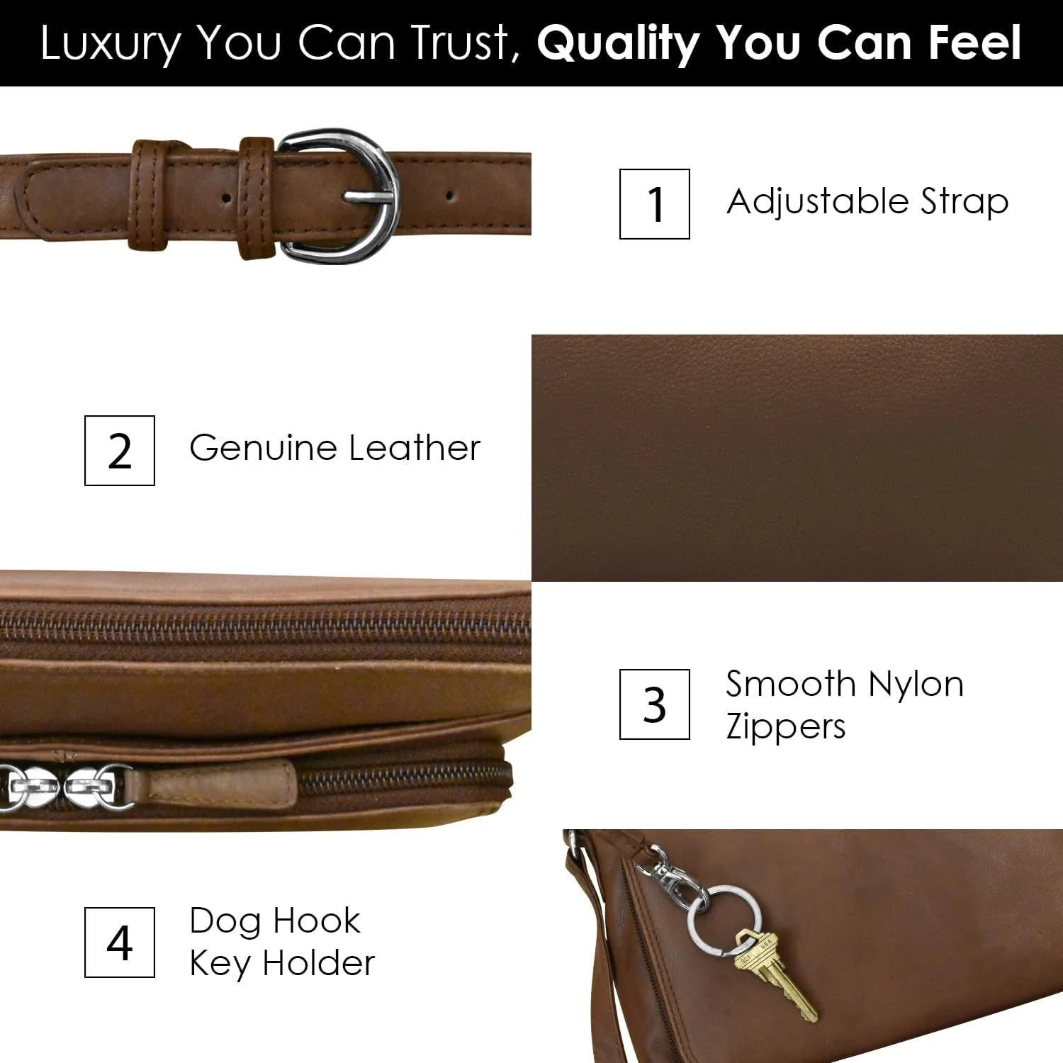 کیف دستی چرمی زنانه نیویورک با محفظه جانبی - کیف چرمی نرم و لطیف با آستر محافظ RFID