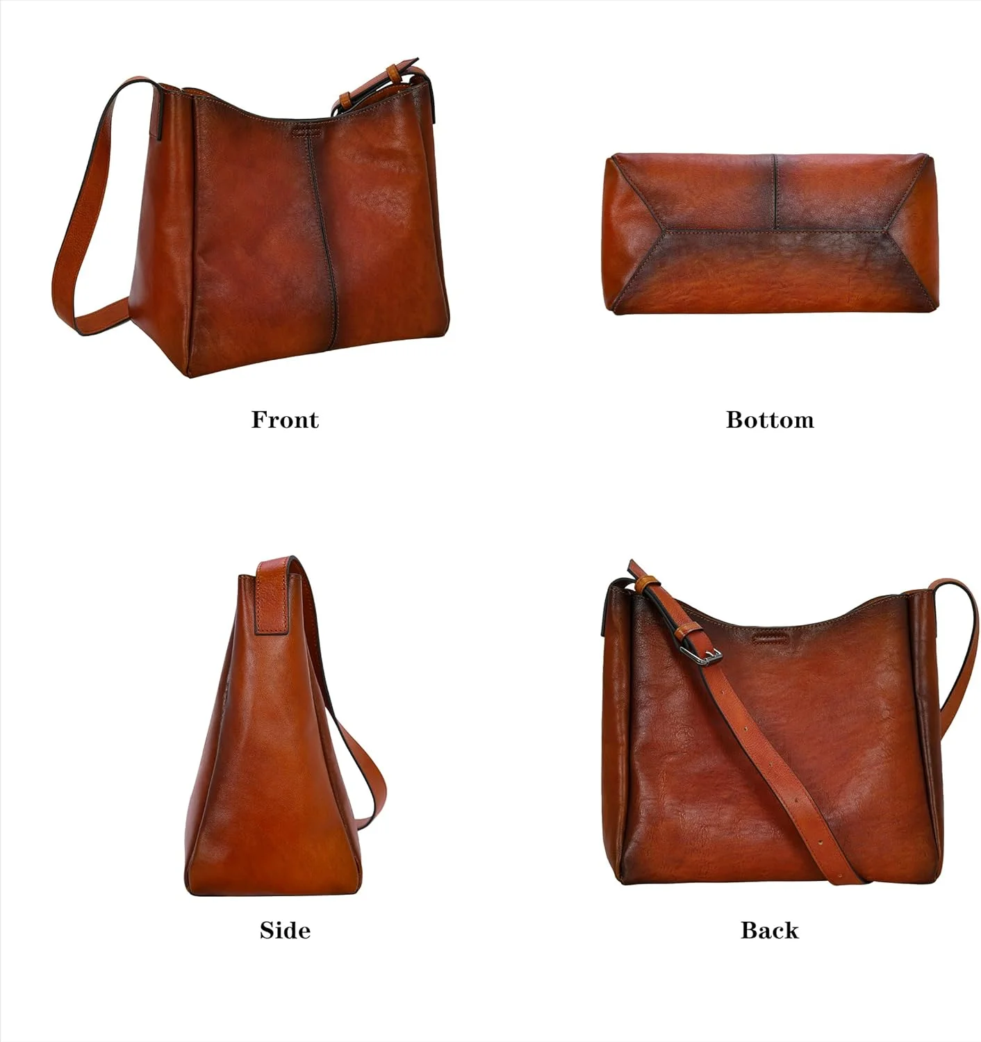 کیف دوشی چرمی نرم HESHE زنانه، کیف سطلی جادار، کیف مسافرتی متوسط کیف دوشی چرمی نرم HESHE زنانه، کیف سطلی جادار، کیف مسافرتی متوسط