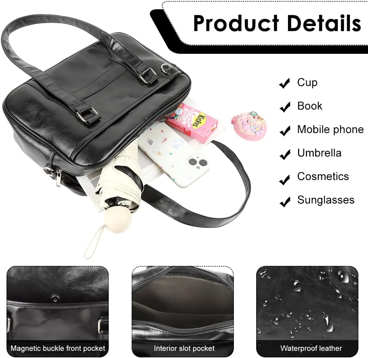 کیف دستی زنانه HASTHIP® با ظرفیت بالا، کیف دوشی چرم مصنوعی، کیف پیام رسان، کیف دستی مد روز، کیف بزرگ دستی، کیف کراس بادی مناسب کار