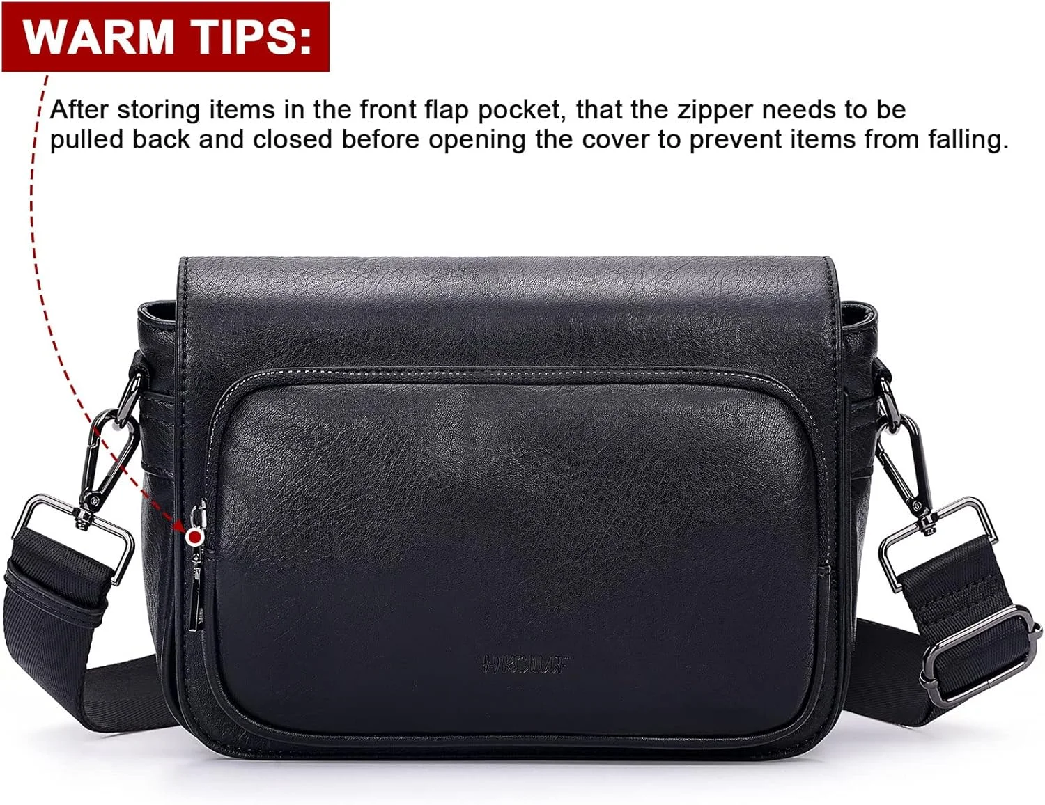 کیف دوشی کوچک HKCLUF برای زنان، کیف دستی هوبو از جنس چرم مصنوعی، کیف تلفن همراه با زیپ و درب آهنربایی برای زنان (مشکی)