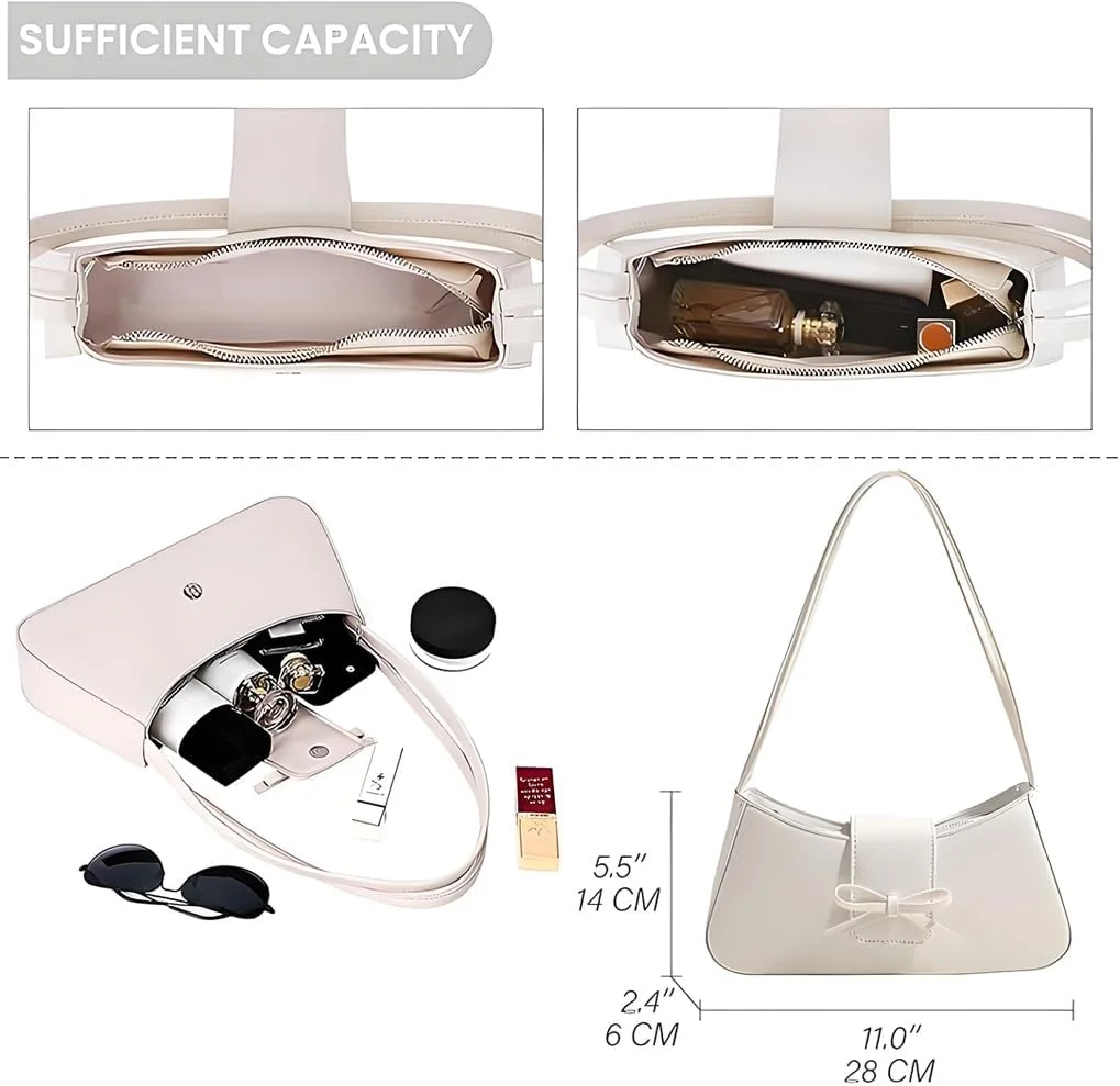 کیف دوشی زنانه، کیف دستی چرمی شیک Y2K، کیف دستی پاپیونی زیبا، کلاچ مد روز برای استفاده روزانه، کار، مهمانی، مسافرت