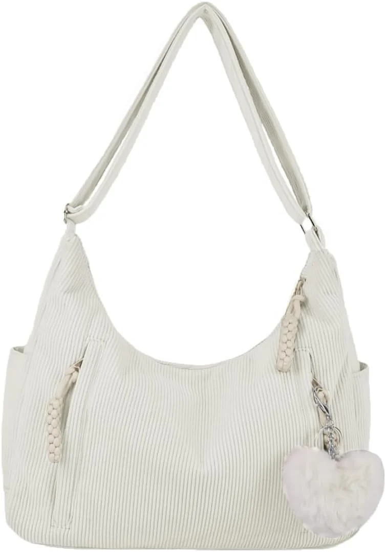 کیف دستی زنانه مخمل کبریتی با ظرفیت بزرگ و بند شانه قابل تنظیم، کیف دوشی غیر رسمی زنانه، مناسب خرید، مدرسه، کار، مسافرت، دانشگاه