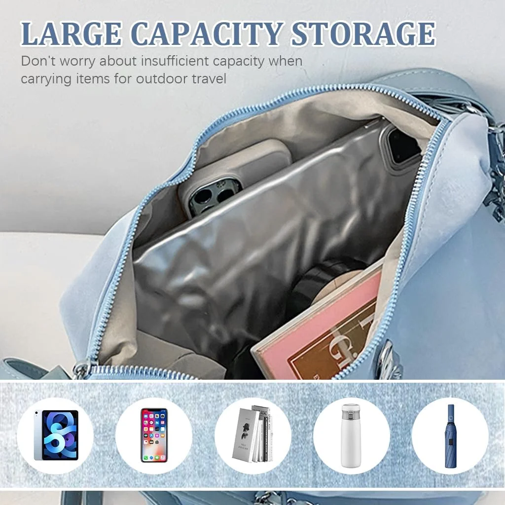 کیف دستی زنانه چرم مصنوعی PU، کیف دوشی مدل Hobo، کوله پشتی تبدیلشونده، آویز پاپیونی شیک زنجیردار، کیف دستی روزمره شیک، کیف جادار، آبی کیف دستی زنانه چرم مصنوعی PU، کیف دوشی مدل Hobo، کوله پشتی تبدیلشونده، آویز پاپیونی شیک زنجیردار، کیف دستی روزمره شیک، کیف جادار، آبی