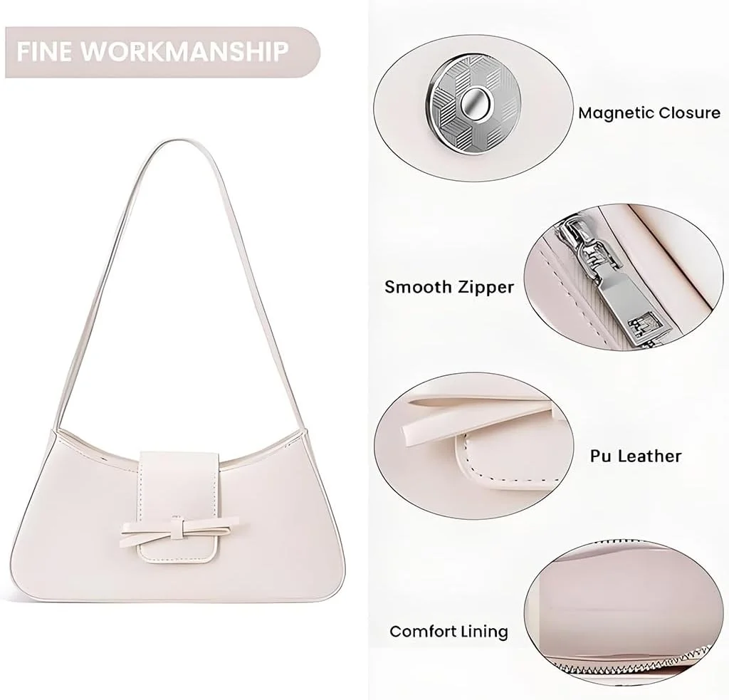 کیف دوشی زنانه، کیف دستی چرمی شیک Y2K، کیف دستی پاپیونی زیبا، کلاچ مد روز برای استفاده روزانه، کار، مهمانی، مسافرت