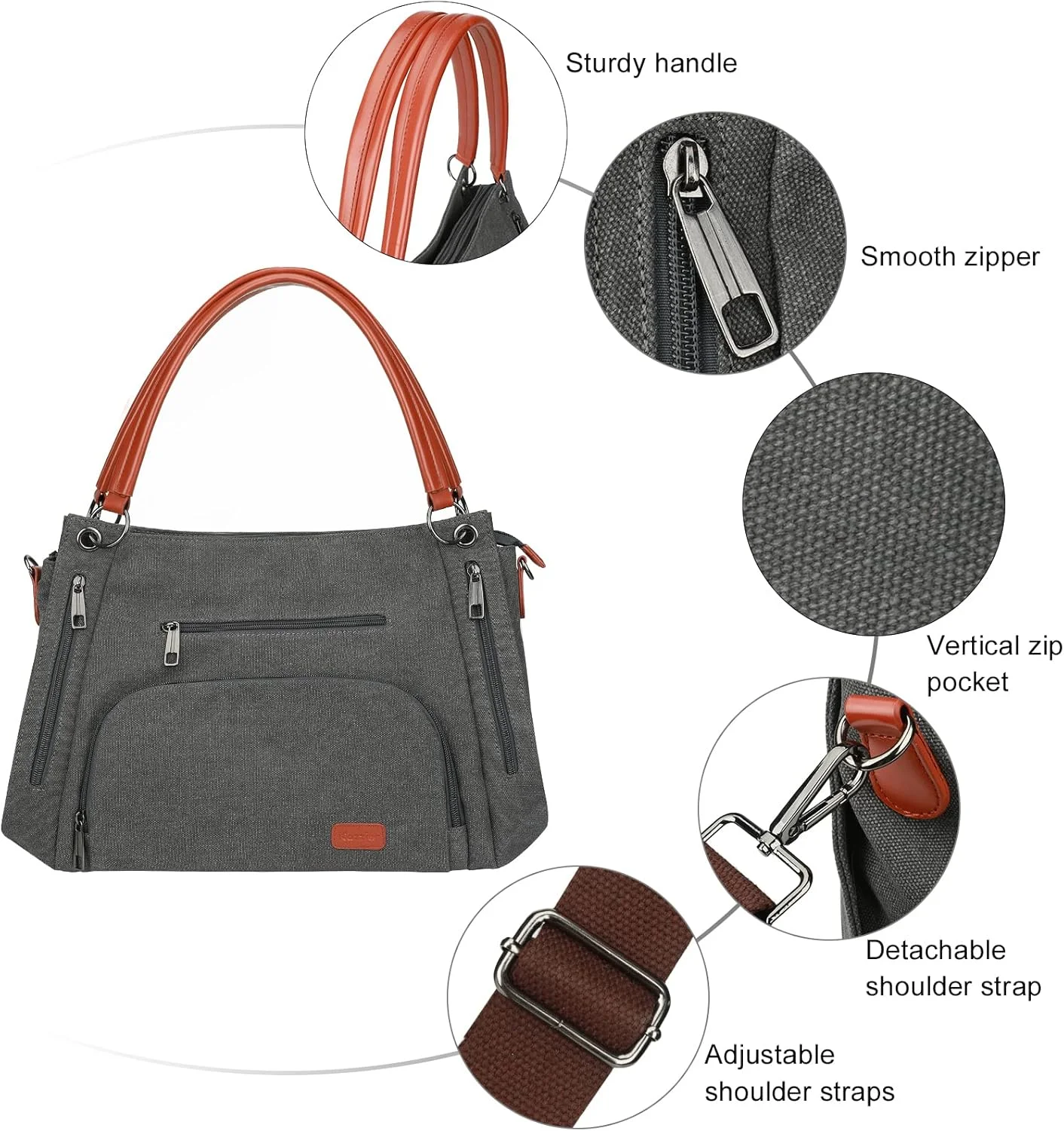 کیف دستی بزرگ بوم ایکوزیر، کیف شانه ای زنانه، جیب های متعدد، مدل قدیمی، دسته بالا، کیف کراس بادی برای خرید، کار، مدرسه - خاکستری کیف دستی بزرگ بوم ایکوزیر، کیف شانه ای زنانه، جیب های متعدد، مدل قدیمی، دسته بالا، کیف کراس بادی برای خرید، کار، مدرسه - خاکستری