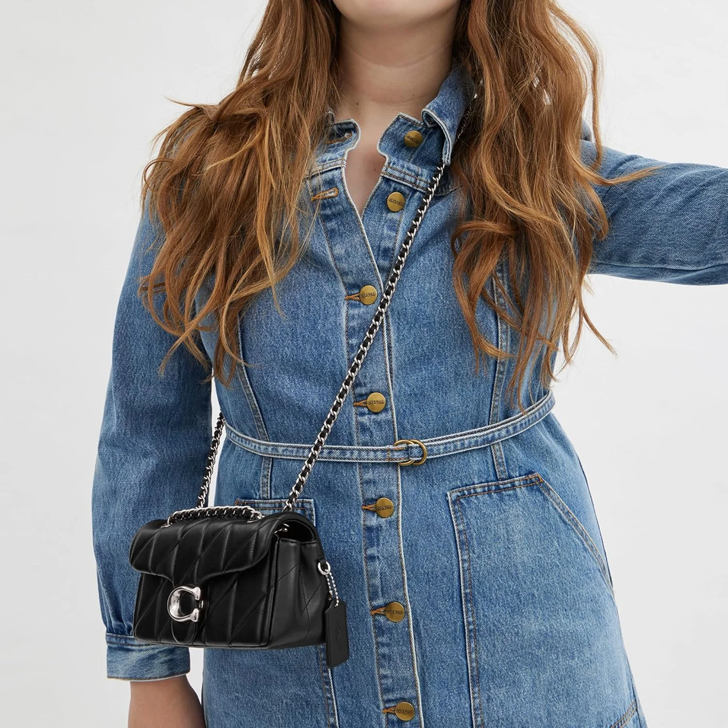 کیف دوشی زنانه کوچ مدل تبی با طرح لوزی (تک عددی)