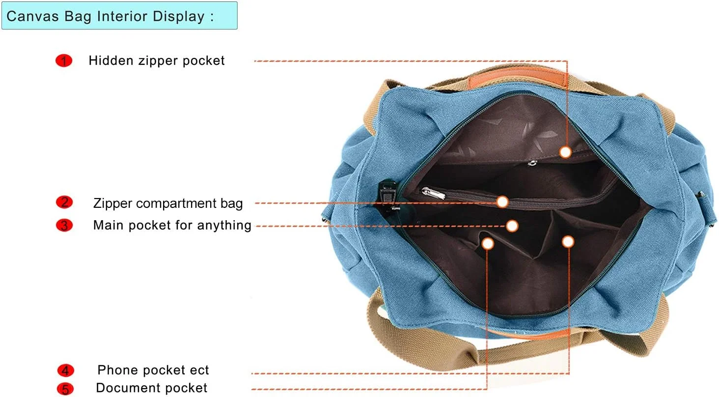 کیف دستی زنانه مدل Hobo Canvas Vintage، کیف روزمره، کیف خرید دستی